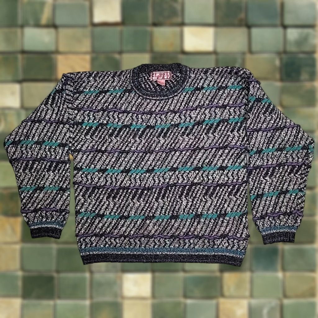 Etro VTG Concrete Sweater Mens L Multicolor Textured 3D Knit Acrylic Retro Grandpa Size US L / EU 52-54 / 3 - 1 Thumbnail