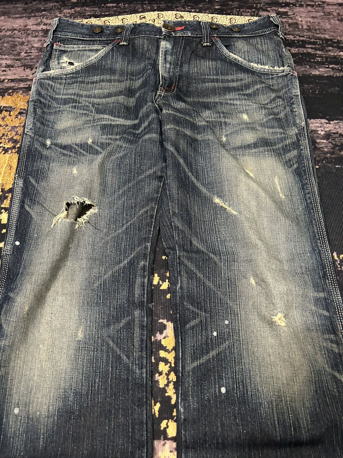 Edwin Vintage Wash Edwin 503 Blue Trip Distressed Carpenter Jeans Size US 34 / EU 50 - 5 Thumbnail