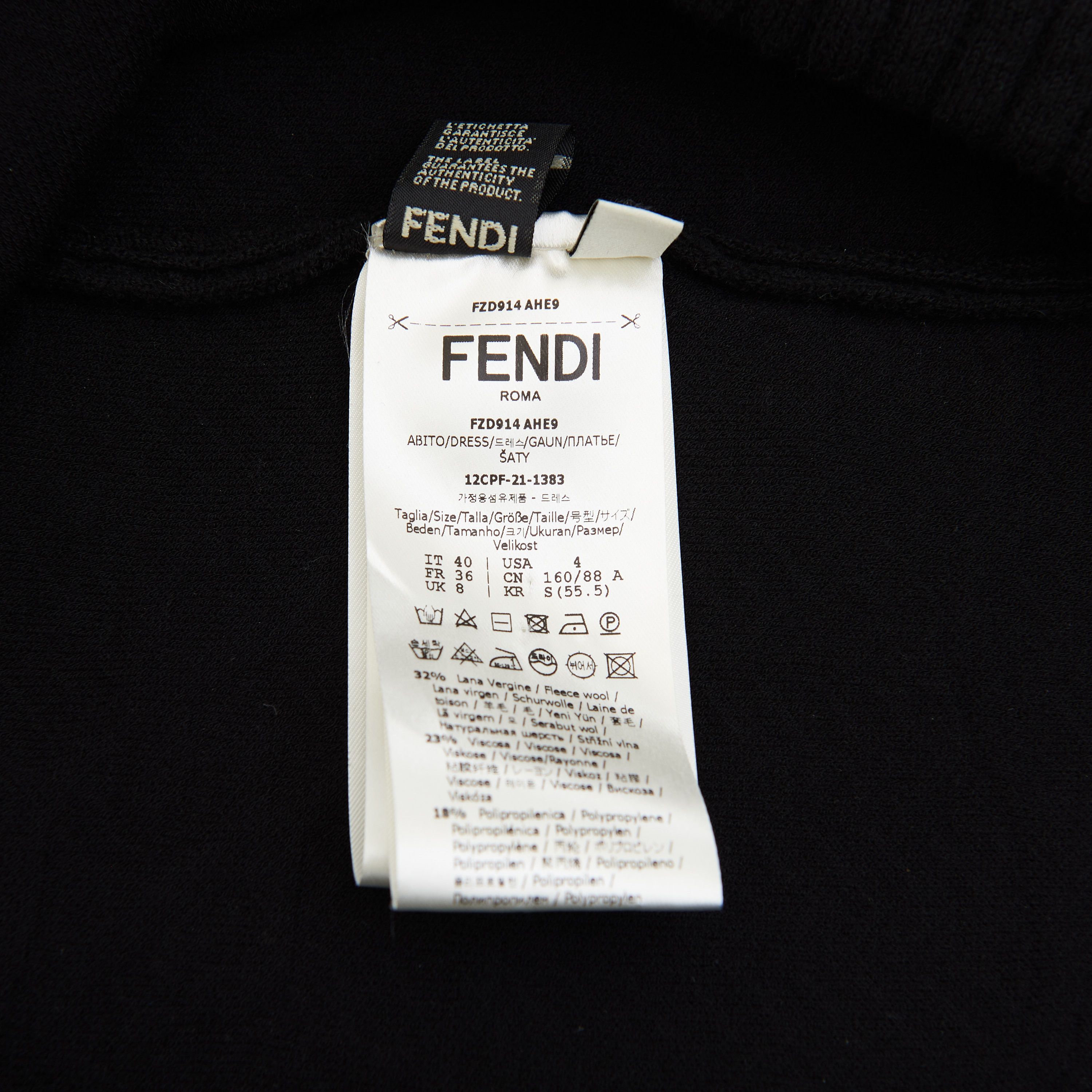 Fendi Black Sleeveless Dress With FF Karligraphy Motif Size S / US 4 / IT 40 - 12 Thumbnail