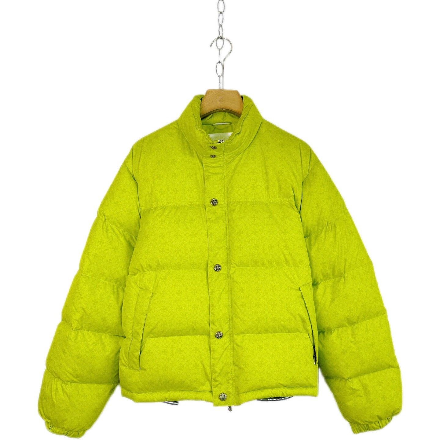 Chrome Hearts Neon Green Jacquard Logo Down Jacket