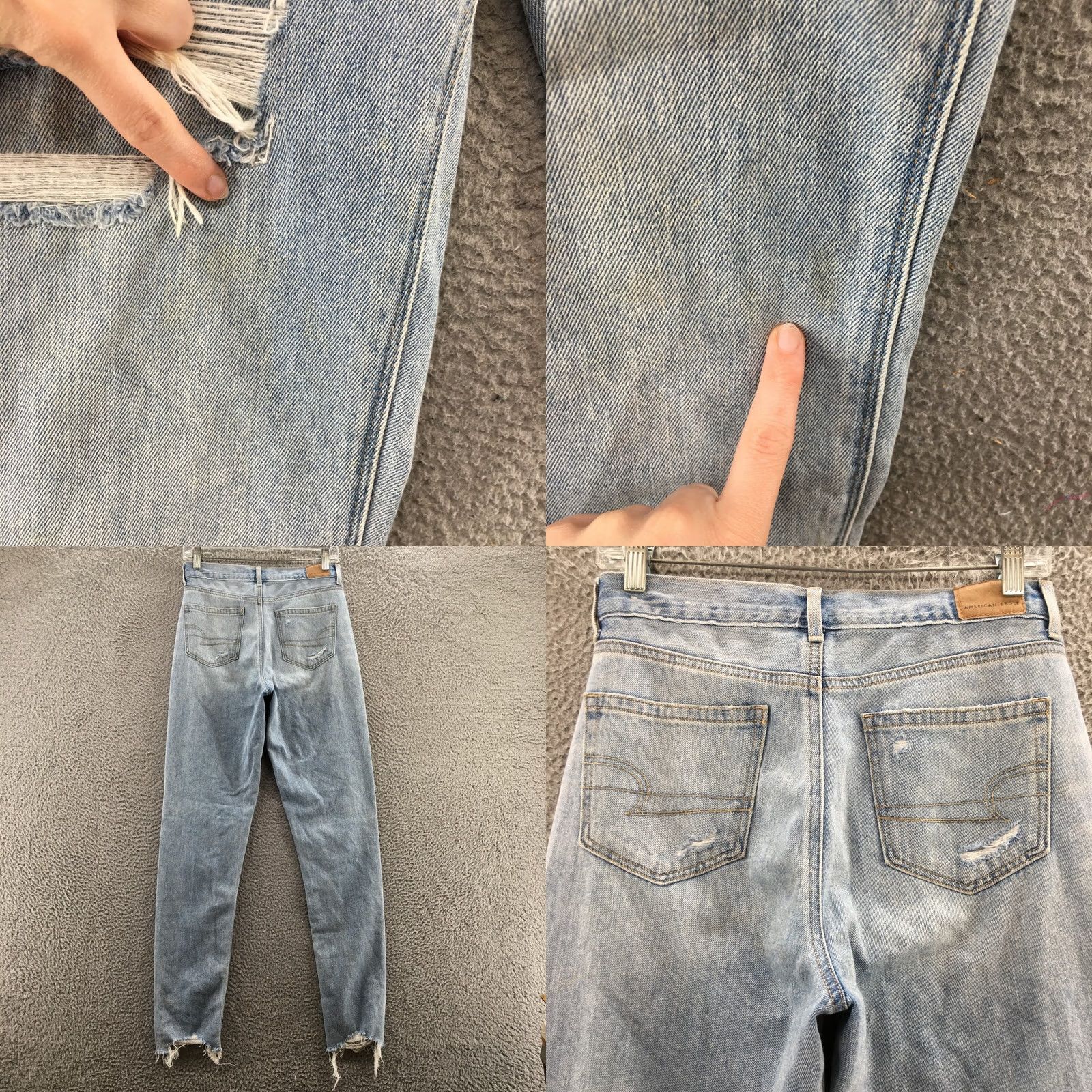 American Eagle Outfitters American Eagle Outfitters Mom Jeans Womens 2 X-Long Blue Denim Distressed Jeans Size 26" / US 2 / IT 38 - 9 Thumbnail