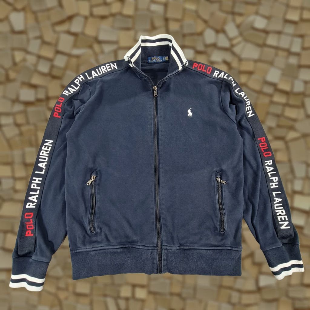 Polo Ralph Lauren Polo Ralph Lauren Mens Track Jacket Navy Blue M Cotton Full Zip Pockets Size US M / EU 48-50 / 2 - 1 Thumbnail