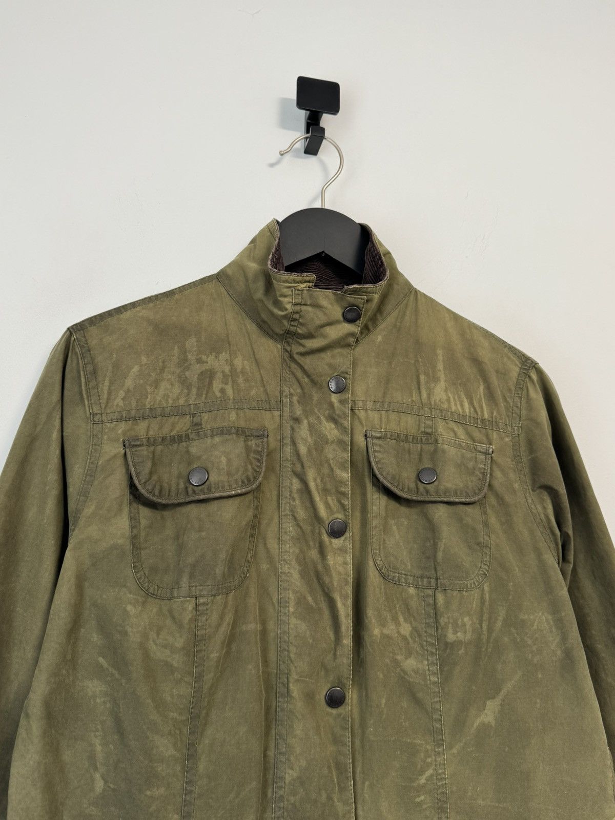 Barbour Women’s Barbour L1091 Utility Waxed Olive Jacket Wax Coat Size M / US 6-8 / IT 42-44 - 4 Thumbnail