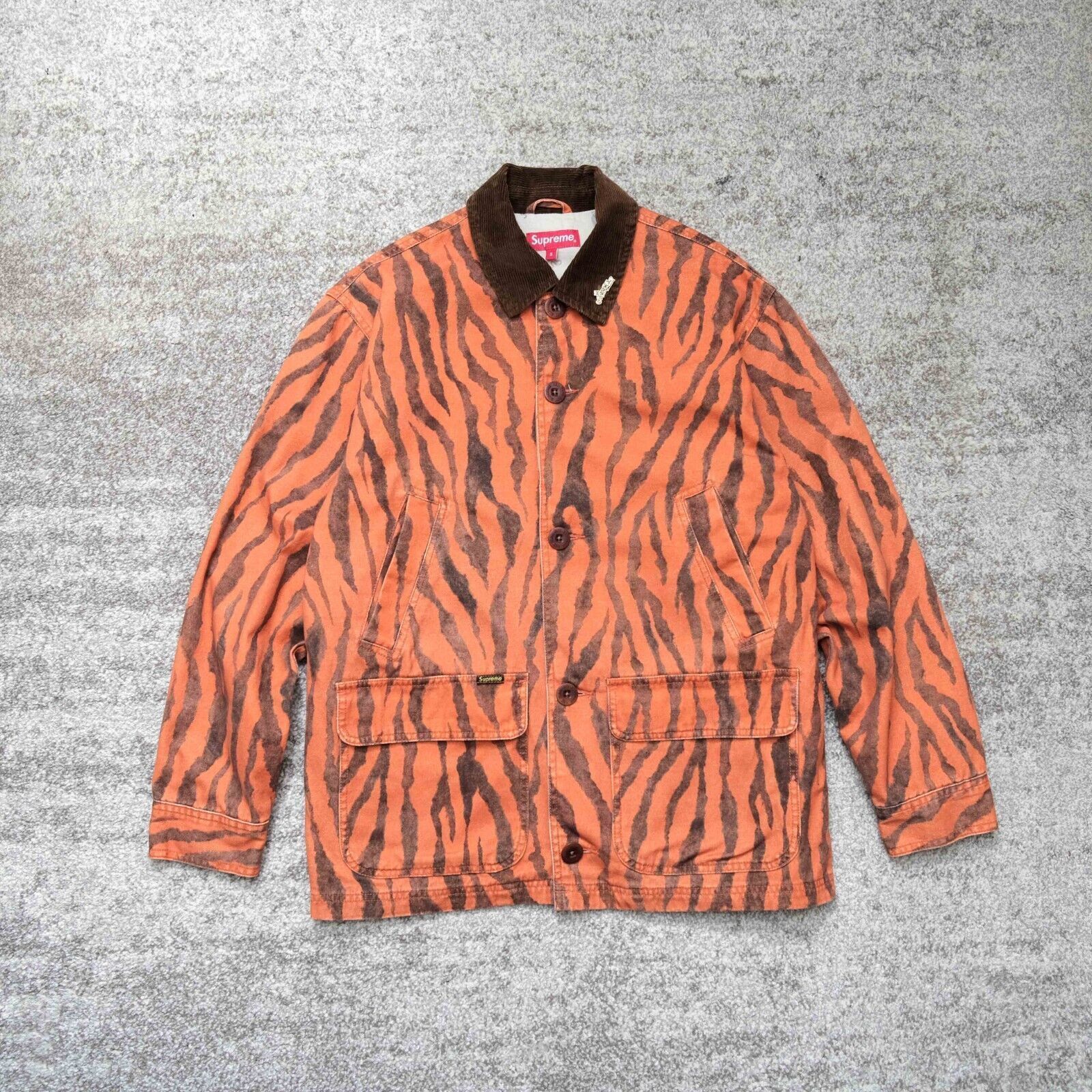 Supreme Supreme Barn Coat Chore Jacket Tiger Stripe Orange Black 
