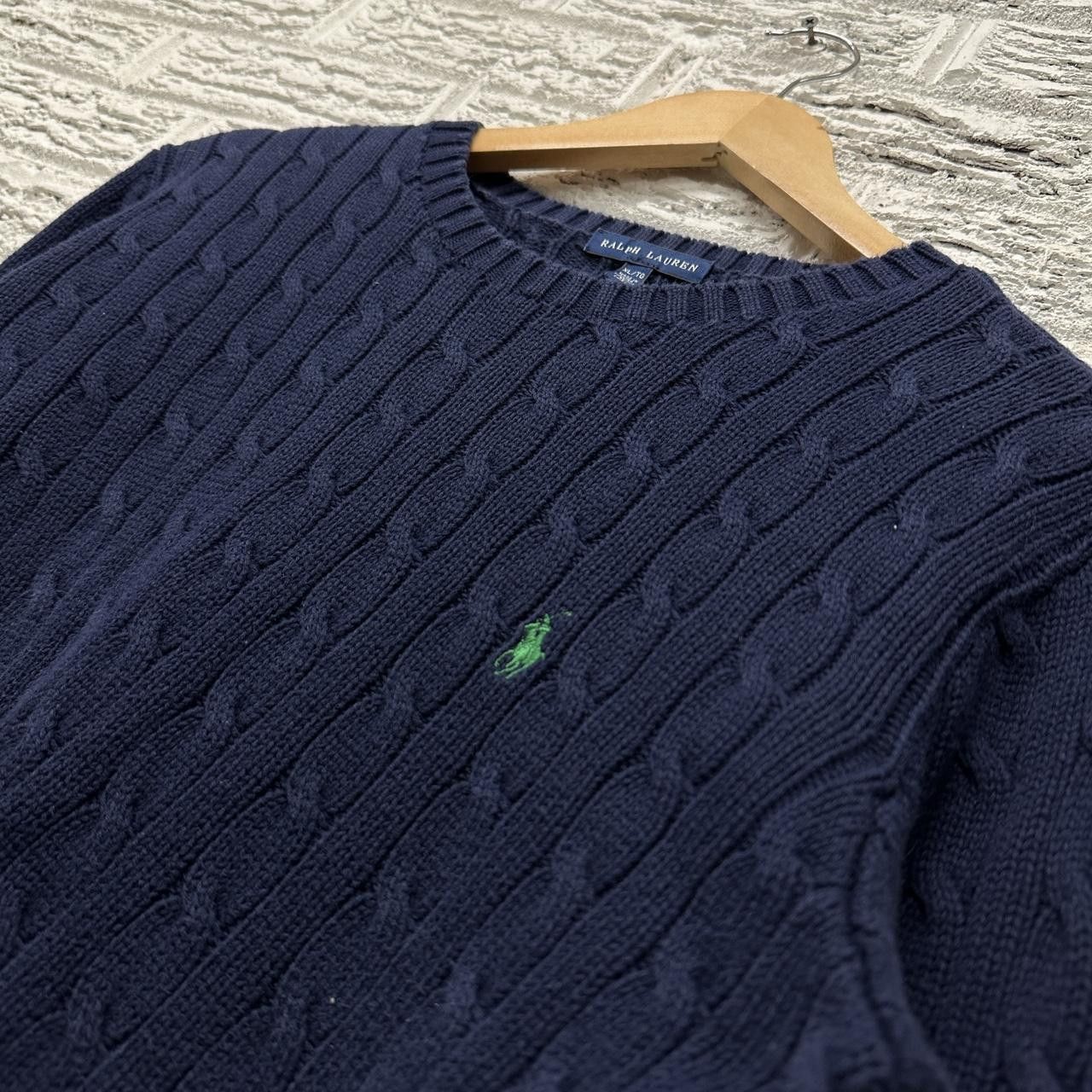 image of Vintage Polo Ralph Laurent Cable Knit Navy Blue in Blue/Navy, Men's (Size XL)