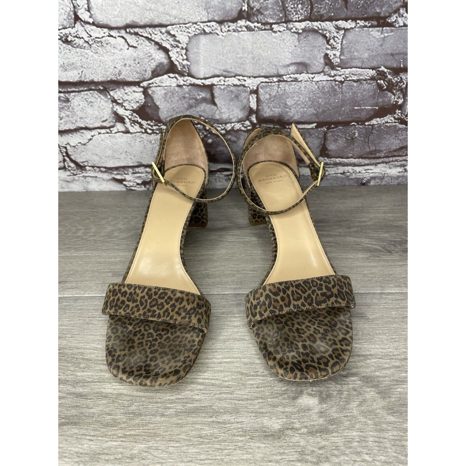 Sid Mashburn Ann Mashburn Leopard Print Open Toe Block Heel Strap Sandals Size US 7.5 / IT 37.5 - 4 Thumbnail