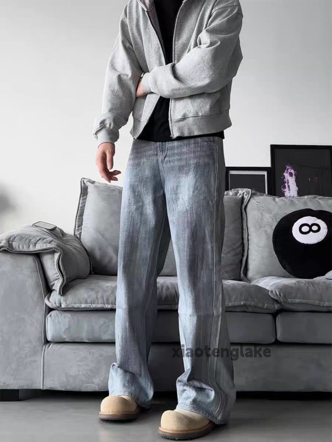 Jean × Vintage washed faded print pattern yuppie y2k loose hiphop jeans Size US 32 / EU 48 - 5 Thumbnail