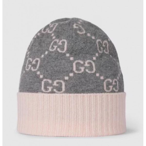Cashmere Jacquard Beanie in Gray, Women's (Size L)