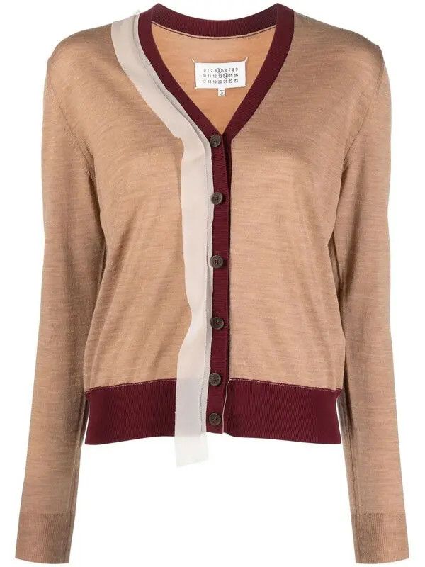 Maison Margiela o1y0625 Cardigan in Sand/Burgundy Size XS / US 0-2 / IT 36-38 - 1 Thumbnail