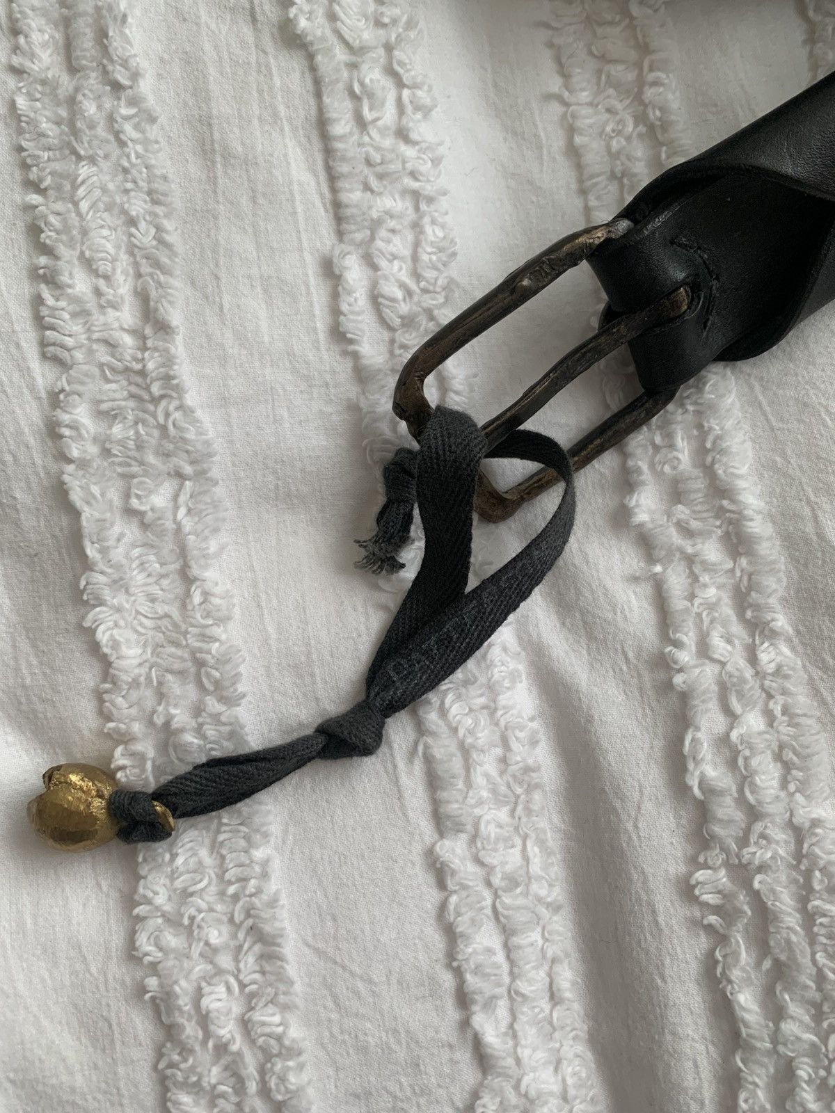 P.R. Patterson Hand cast bronze horse leather belt Size 34 - 2 Thumbnail