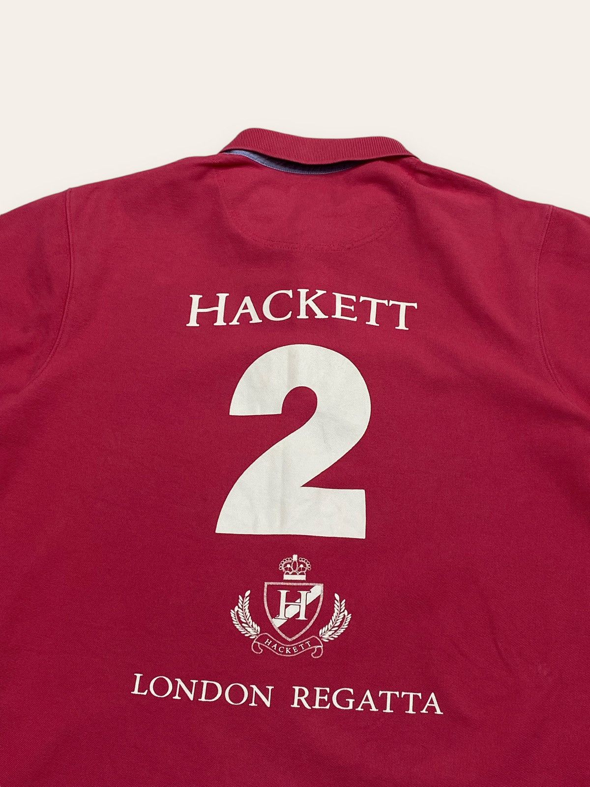 Hackett Vintage HACKETT Pink Crazy Many Logos Regatta Yacht Polo Y2K Size US XL / EU 56 / 4 - 6 Thumbnail