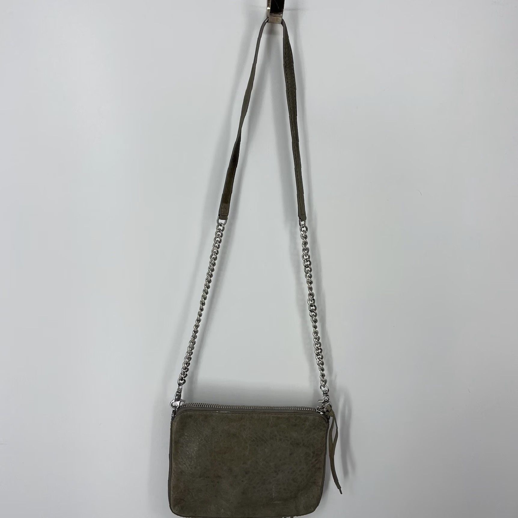 Vintage BOTKIER Leather Logan Gray Purse Shoulder Bag Boho Crossbody Zip Marysia Gray Leather Bag Women Medium Vintage No Size ONE SIZE - 5 Thumbnail