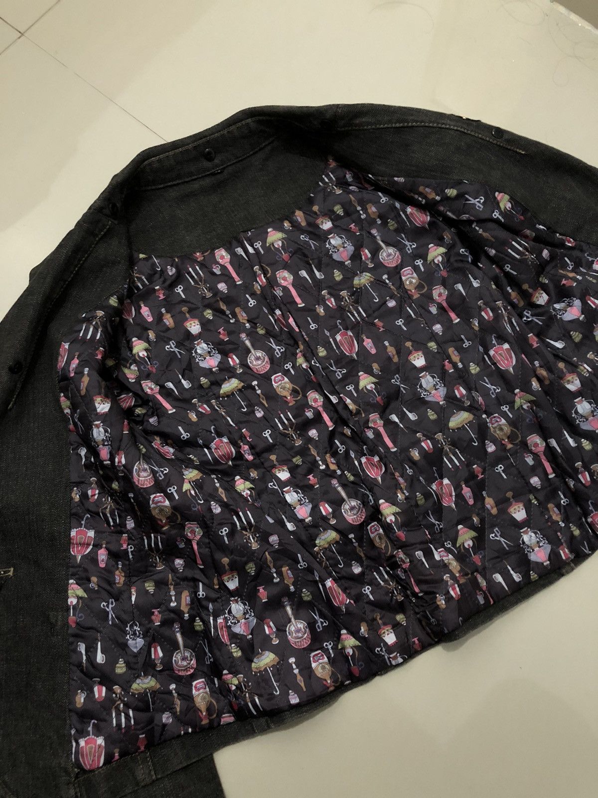 14th Addiction Vintage Black Denim Blazer Jacket with Floral Embroidery Size S / US 4 / IT 40 - 7 Thumbnail
