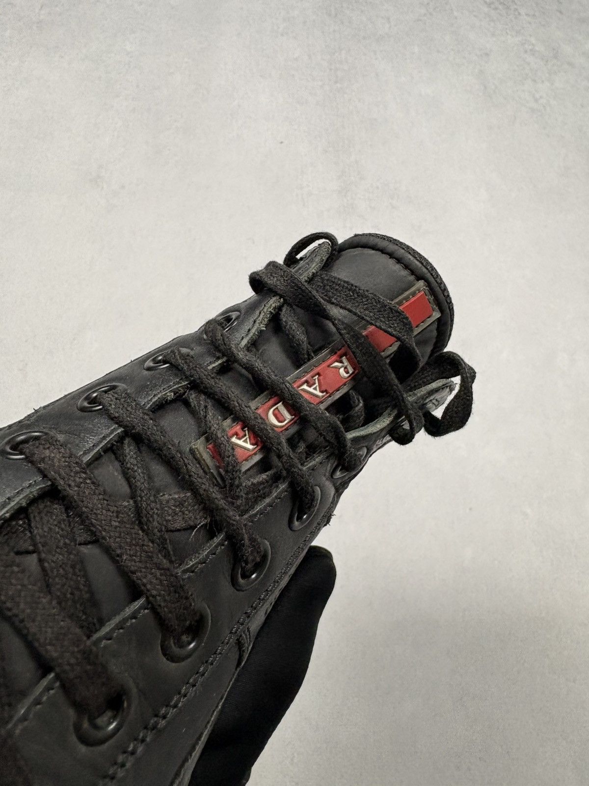 Prada Prada High-Top Sneakers Black Leather Nylon Red Tab US 9 Y2K Size US 9 / EU 42 - 20 Thumbnail