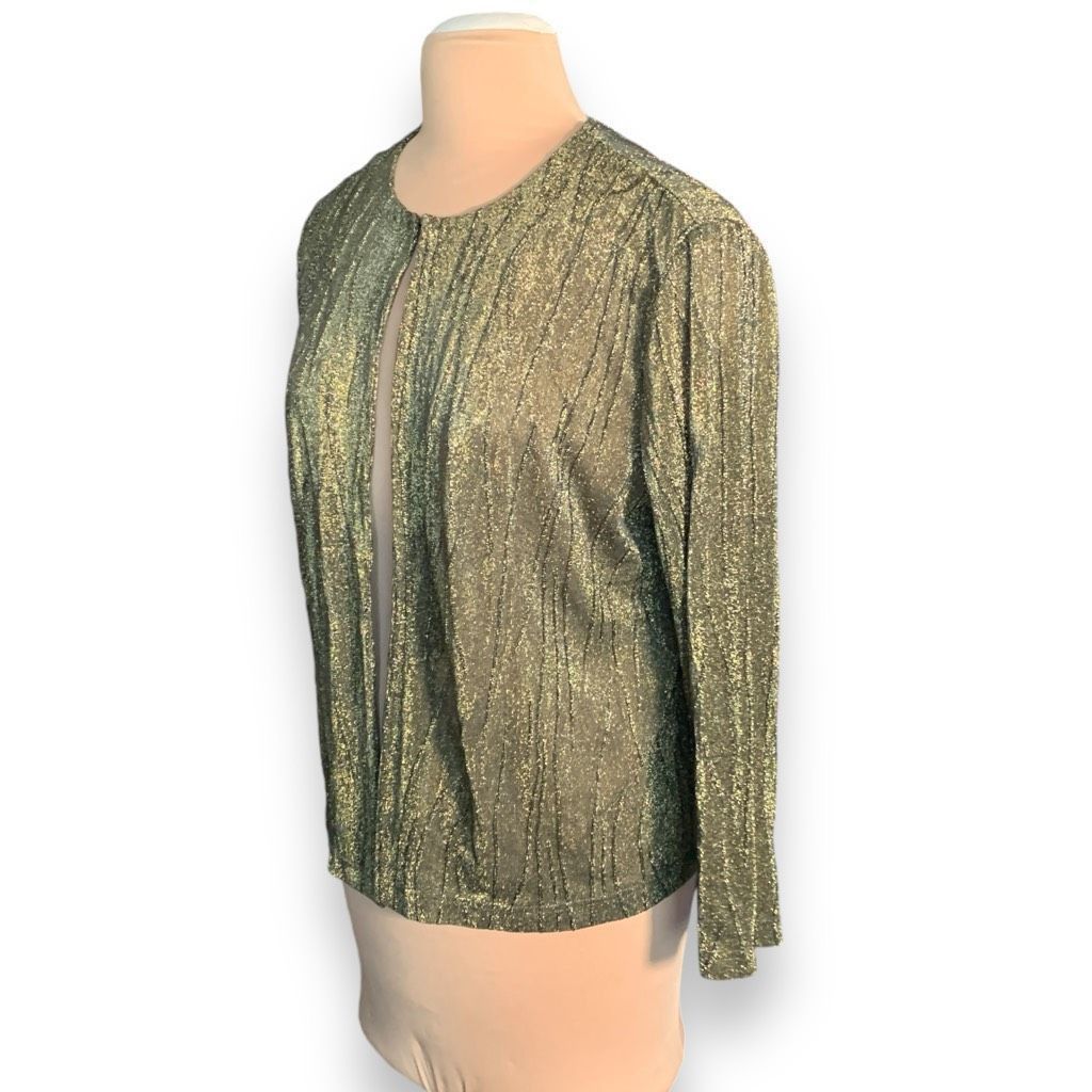 Vintage Vintage Lana Lee Petite Metallic Gold Textured Open Front Lo Size M / US 6-8 / IT 42-44 - 3 Thumbnail
