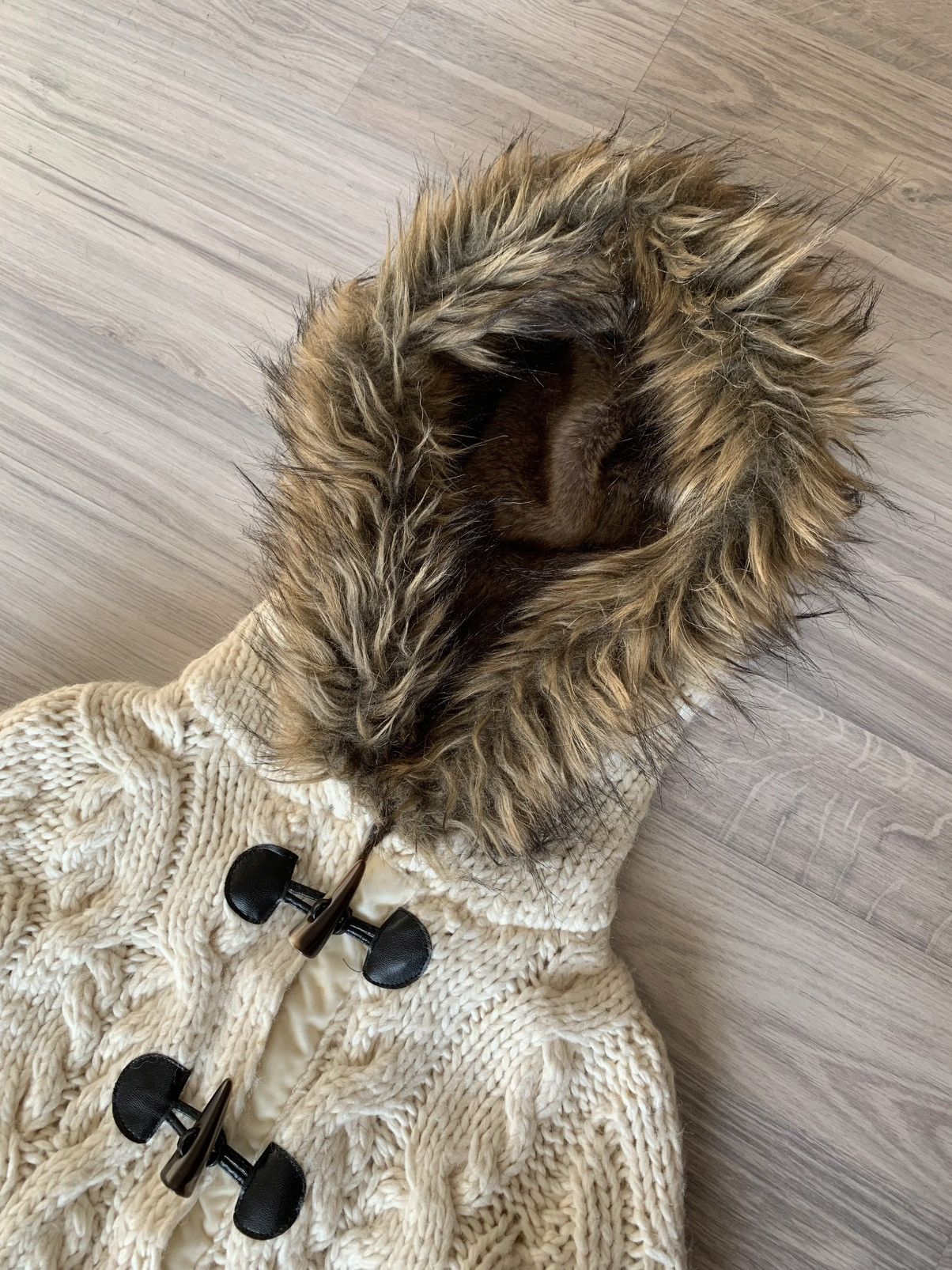 Japanese Brand Y2K SuperDry Knitted Fur Hooded Vest ifsixwasnine LGB goa Size US M / EU 48-50 / 2 - 5 Thumbnail