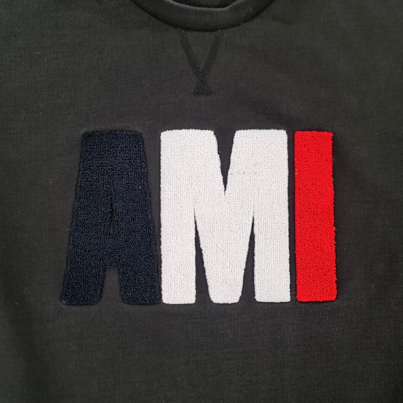 Vintage AMI Alexandre Mattiussi Sweatshirt Womens Large Black Cotton Big Logo Sweater Size L / US 10 / IT 46 - 4 Thumbnail