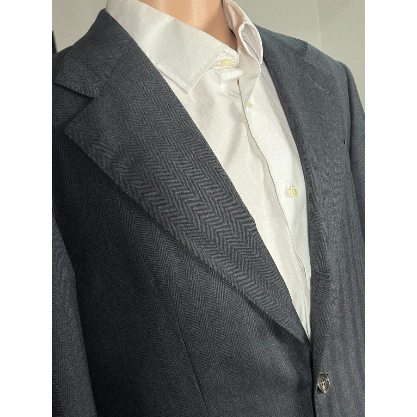 Brunello Cucinelli Brunello Cucinelli Charcoal Herringbone Suit 50EU 40R 34x28 Size 40R - 7 Thumbnail