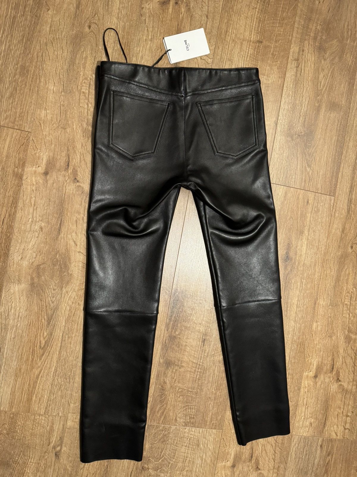 Celine Celine black leather pants, 8 Triomphe gold buttons, size M Size 27" / US 4 / IT 40 - 8 Thumbnail