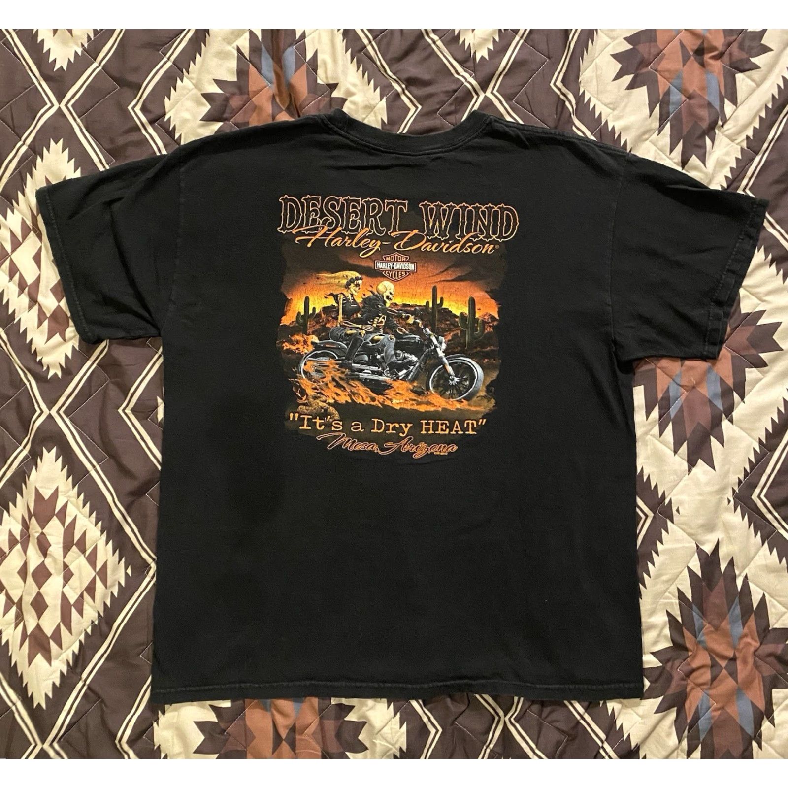 Harley Davidson Harley-Davidson T-Shirt Mens XL Black Double-Sided Skeleton Flames Graphic Print Crew Neck Short Sleeve Size US XL / EU 56 / 4 - 3 Thumbnail