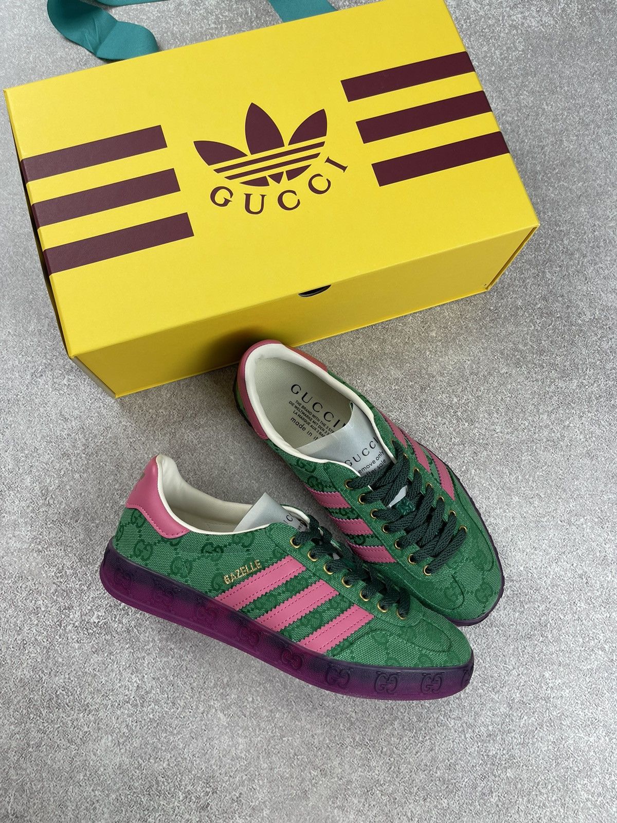 Gucci Adidas x Gucci Gazelle Green GG Monogram Sneakers Size 38 Size US 6.5 / IT 36.5 - 5 Thumbnail