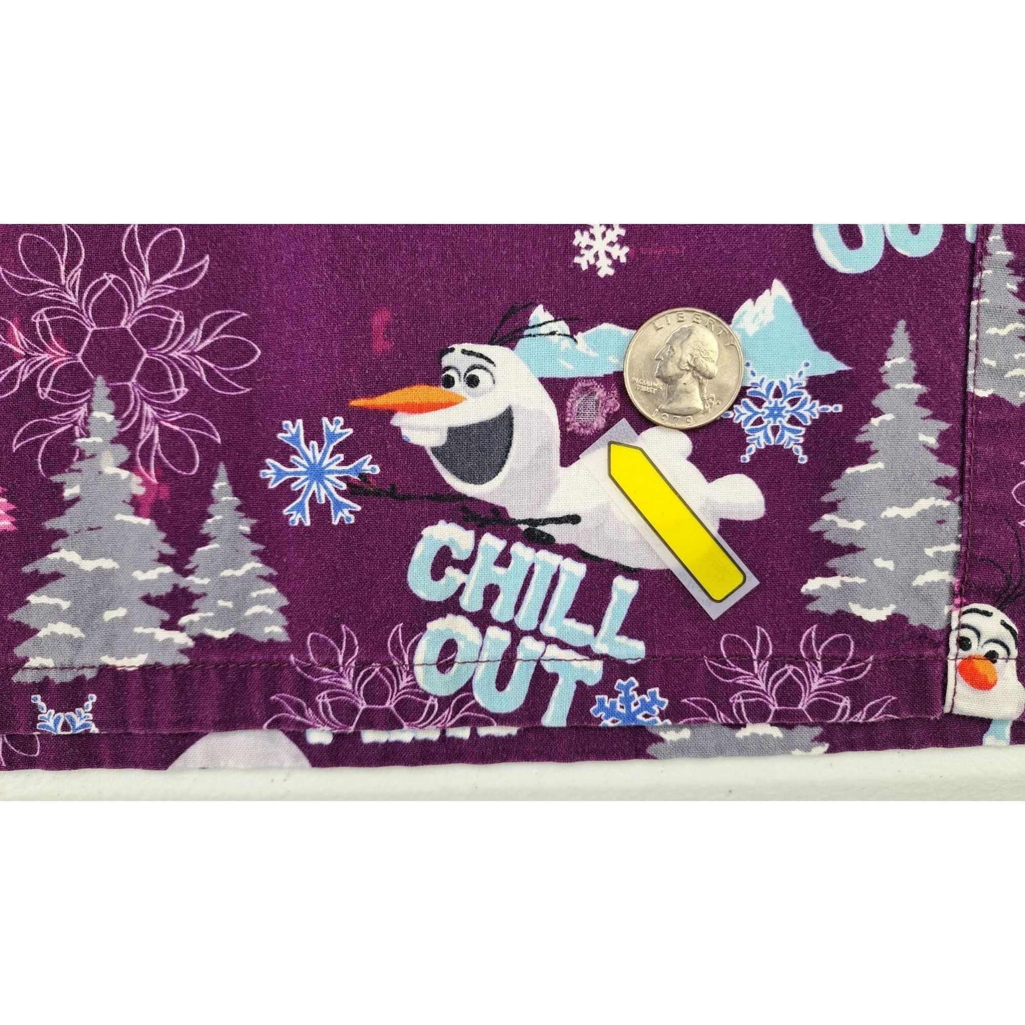 Disney Disney Frozen Olaf Purple V-Neck Scrub Top Chill Out Snow Size XXL / US 16-18 / IT 52-54 - 8 Thumbnail