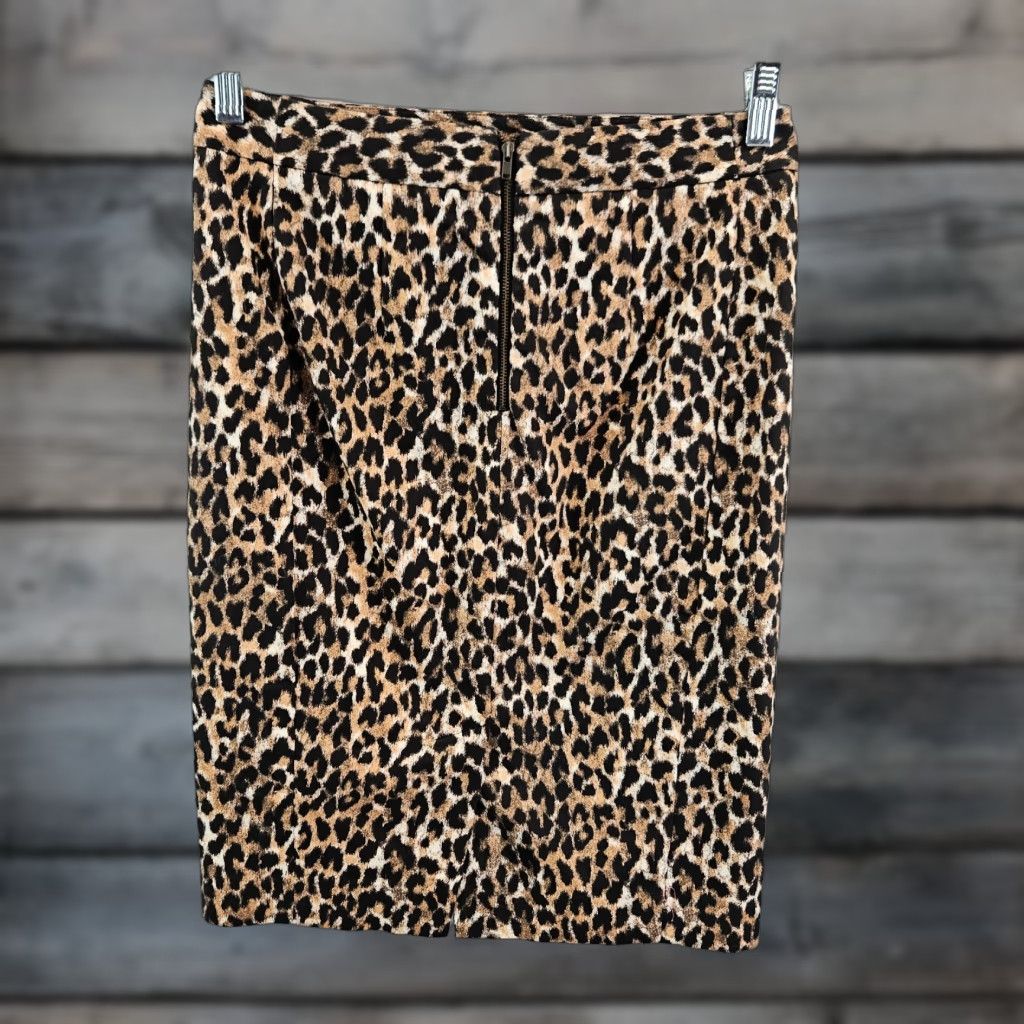 Loft Ann Taylor LOFT Womens Pencil Skirt Sz 2 Brown Black Animal Print Size 26" / US 2 / IT 38 - 1 Thumbnail
