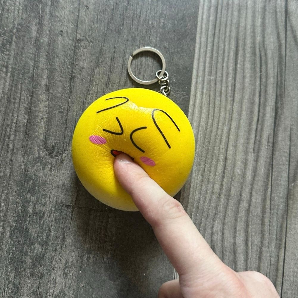 Other yellow silly face squishy keychain Size ONE SIZE - 2 Thumbnail