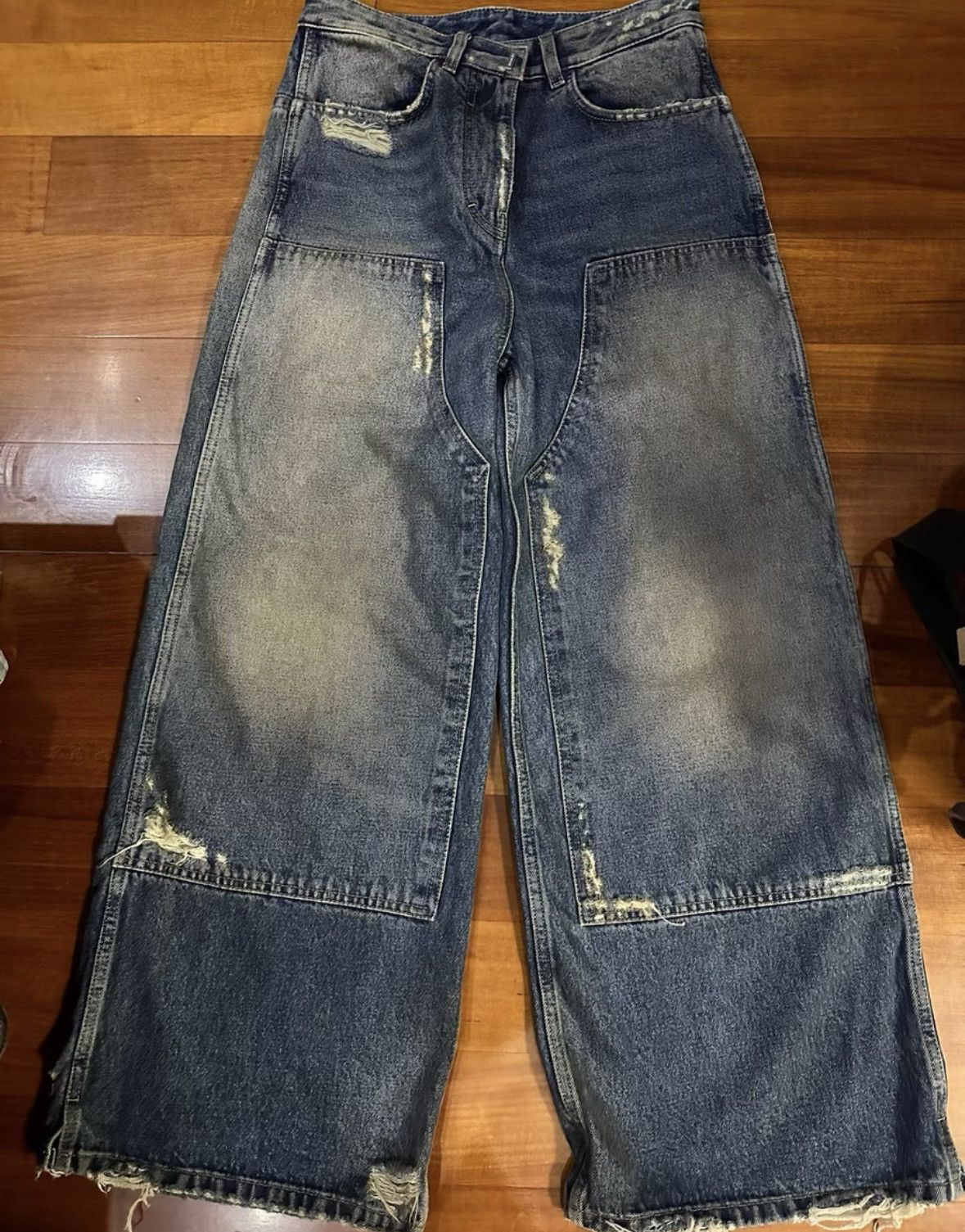 Givenchy Givenchy Givenchy Blue Distressed Wide Leg Denim Pants -25 Size US 26 / EU 42 - 1 Thumbnail