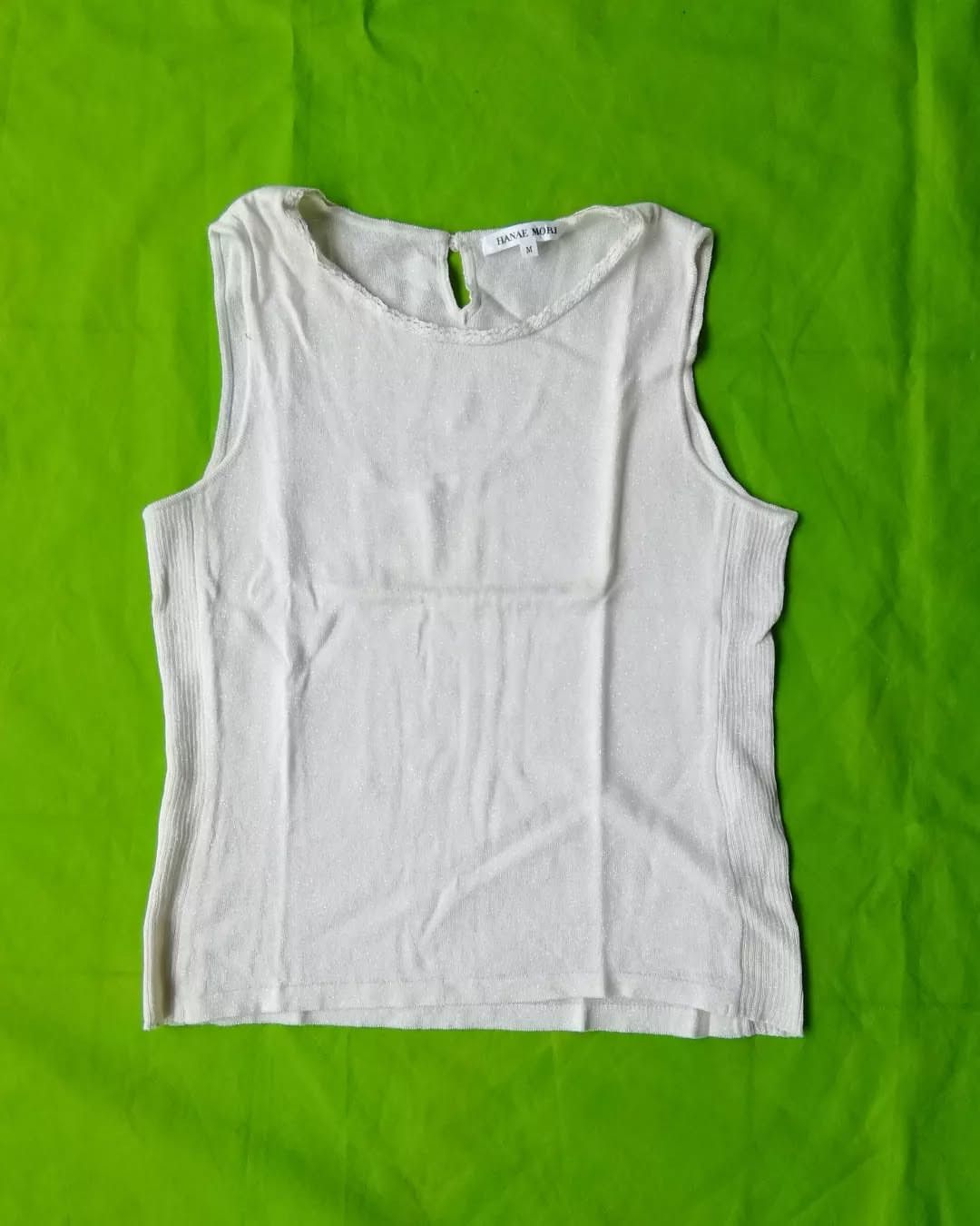 Designer × Hanae Mori × Japanese Brand Hanae Mori Basic White Sleeveless Woman Tanktop Size M / US 6-8 / IT 42-44 - 3 Thumbnail