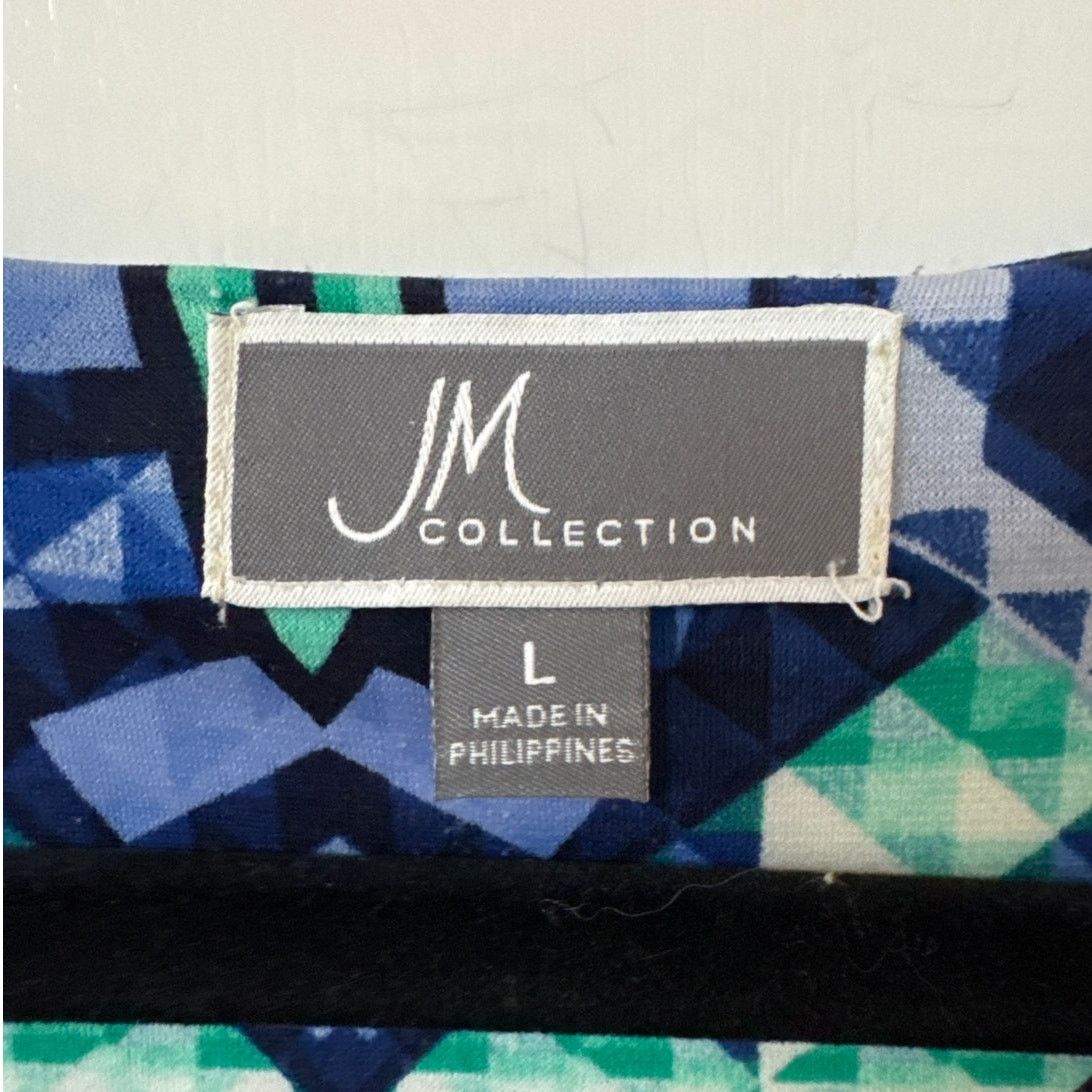 Other JM Collection Large Top 3/4 Sleeves Blue W Rhinestone Accent Size L / US 10 / IT 46 - 3 Thumbnail