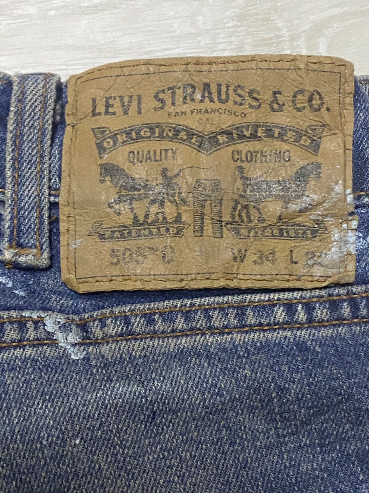 Levi's Vintage Levis 505 Y2K Paint Splatter Skinny Jeans Size US 33 - 13 Thumbnail
