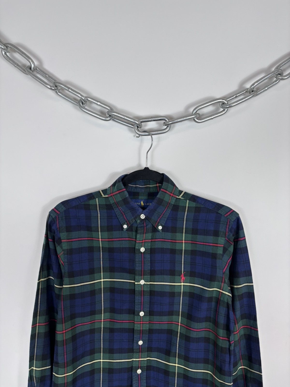 Ralph Lauren Ralph Lauren Men’s Blue Green Tartan Plaid Long Sleeve Shirt Size US XS / EU 42 / 0 - 2 Thumbnail