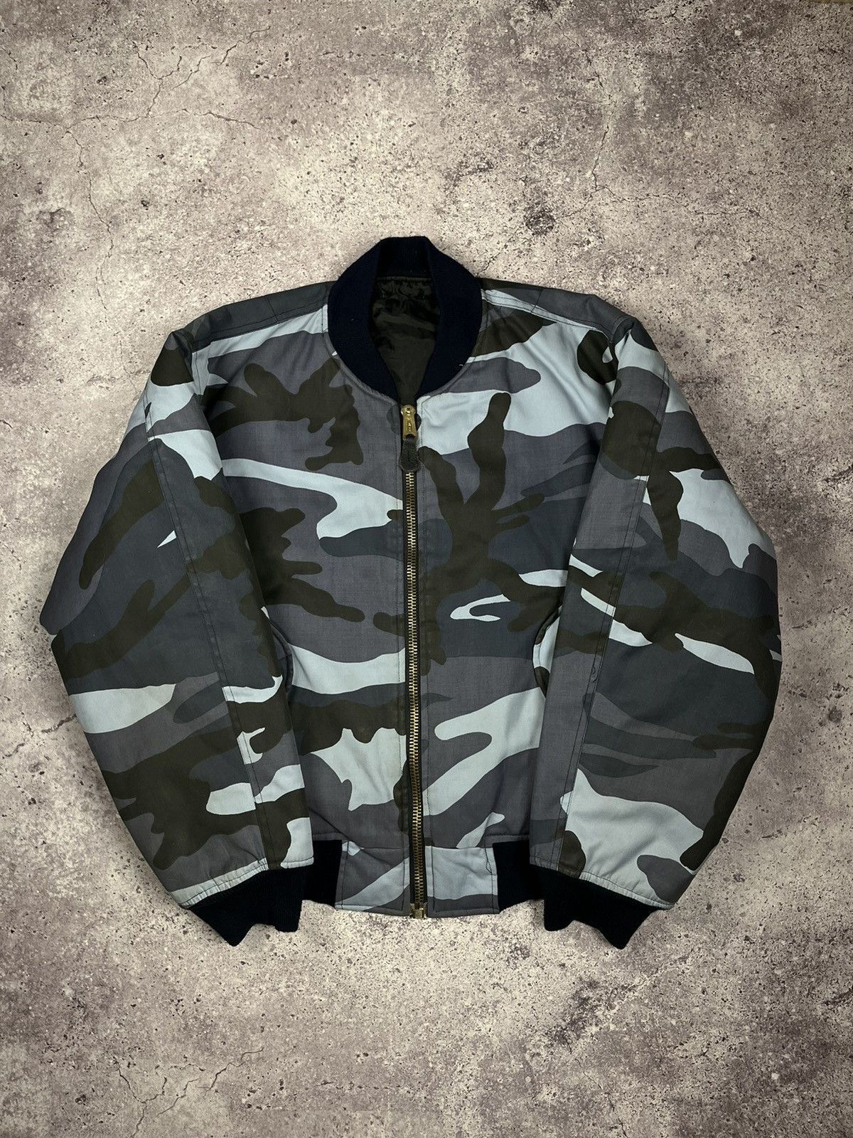 image of Alpha Industries x Avant Garde Bomber Ma-1 Special Camouflage Force Combat Military Vintage in Blue