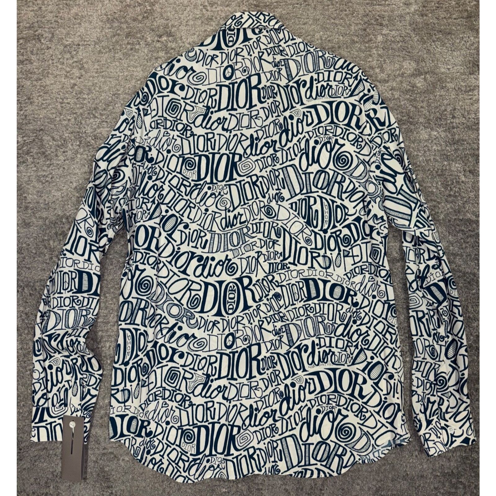 Dior Dior Shawn Stussy Blue Swirl Graffiti Long Sleeve Button Up Size US L / EU 52-54 / 3 - 19 Thumbnail