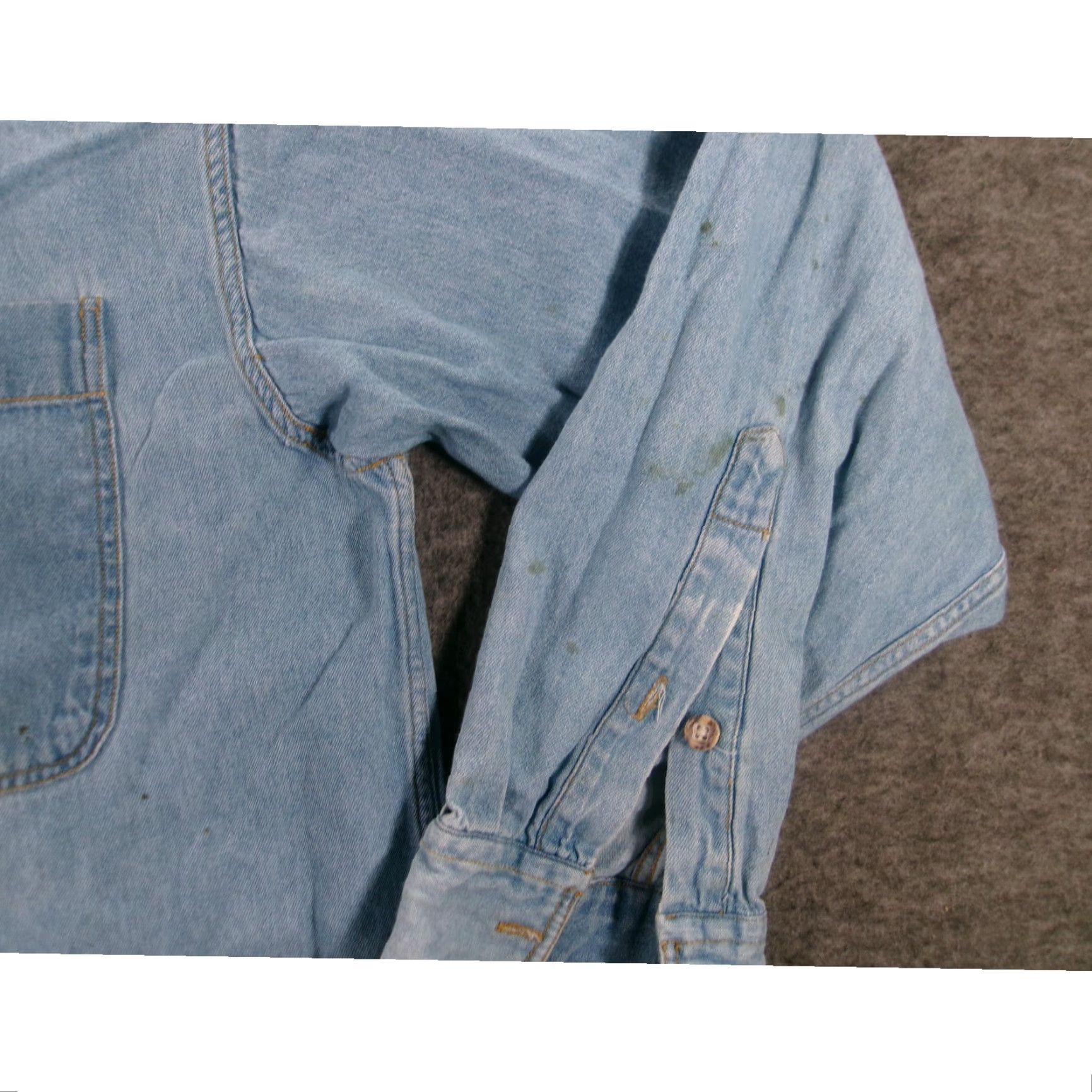 Denime RUGGER Button-Up Shirt Mens XL Blue Denim Long Sleeve Band Collar Embroidered Logo Casual Workwear Size US XL / EU 56 / 4 - 6 Thumbnail