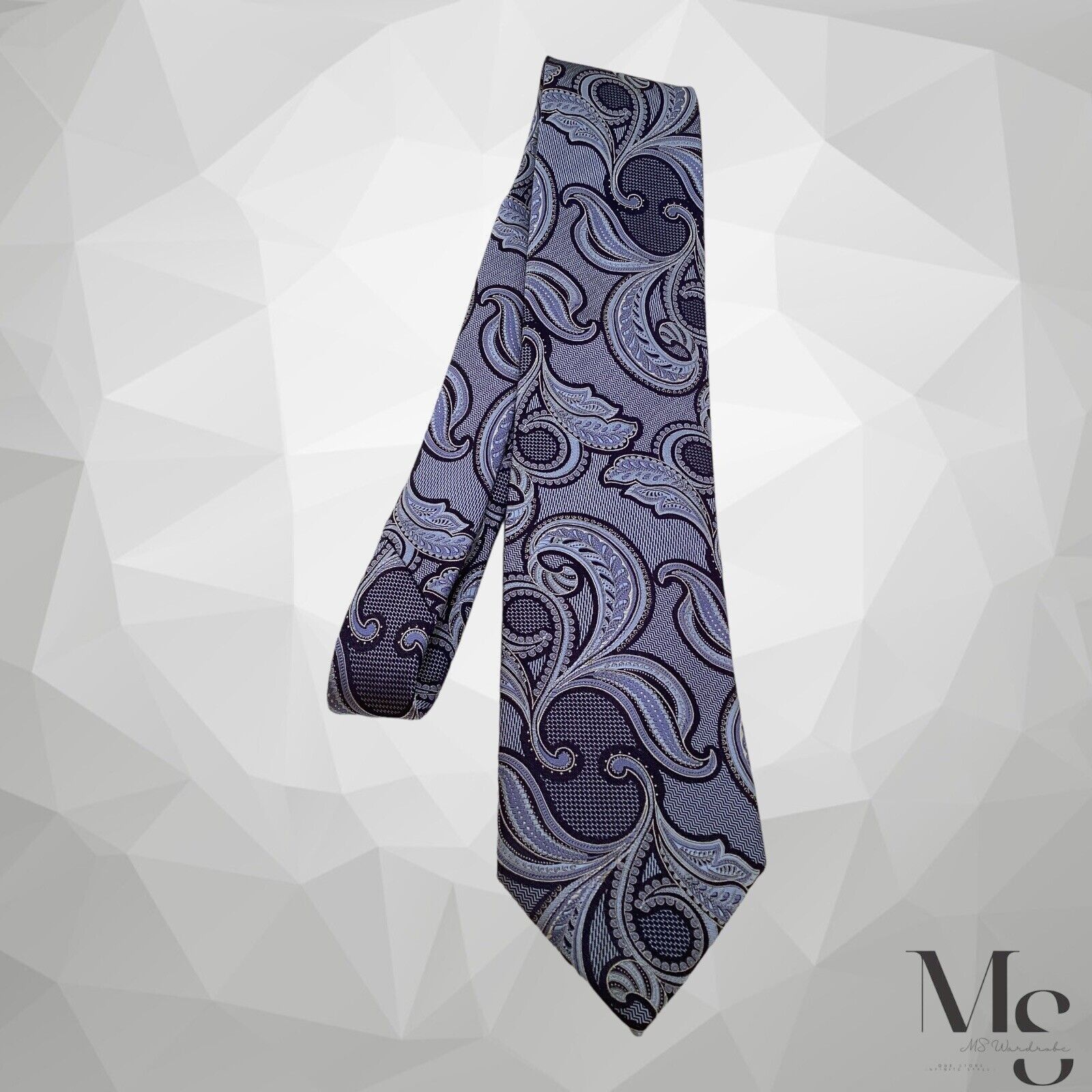 Ermenegildo Zegna ERMENEGILDO ZEGNA Blue Gray Paisley Silk Tie In Made Italy W Size ONE SIZE - 6 Thumbnail