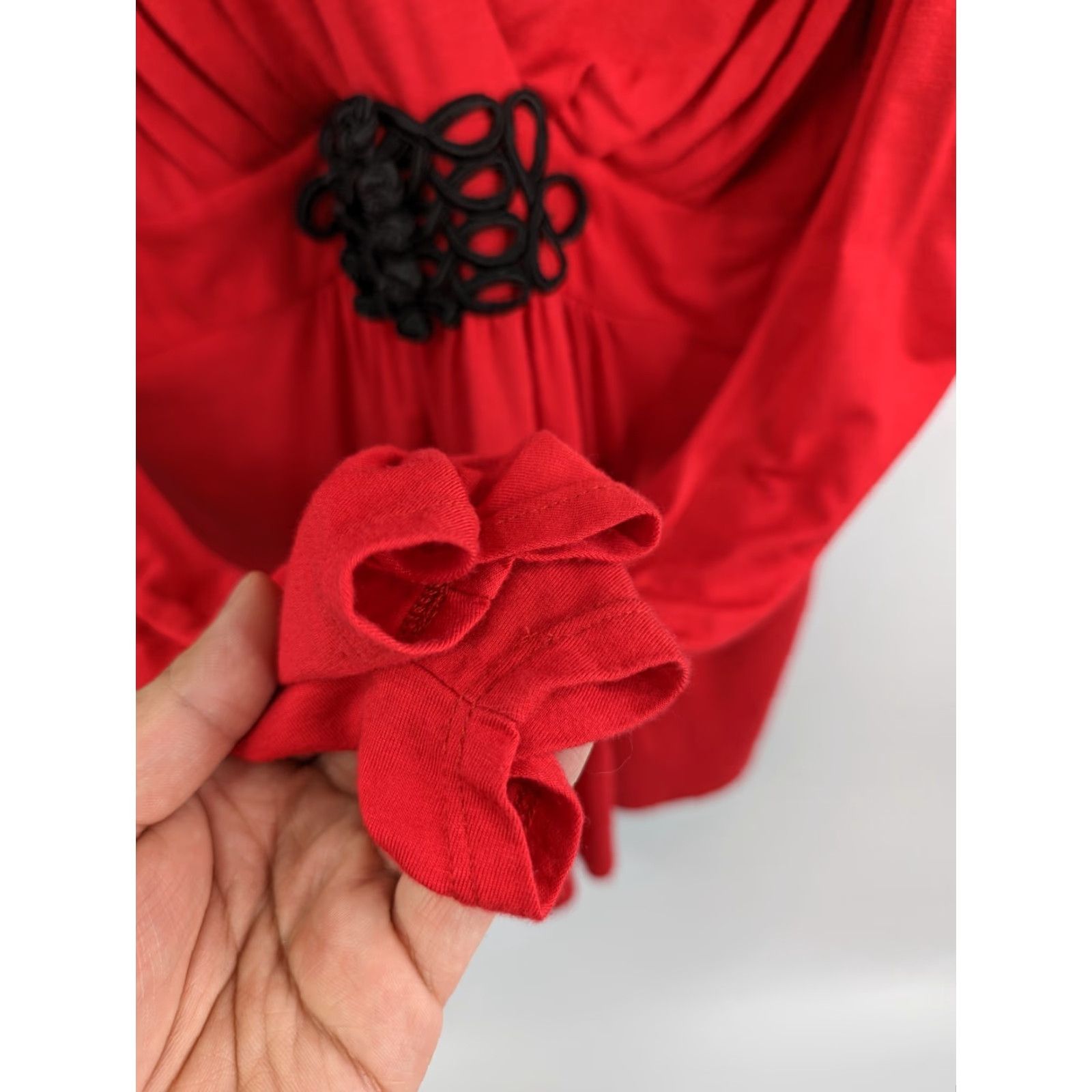 Soft Surroundings Soft Surroundings Tunic Shirt Womens XL Red V-Neck Long Sleeve Ruched Black Accent Size XL / US 12-14 / IT 48-50 - 5 Thumbnail
