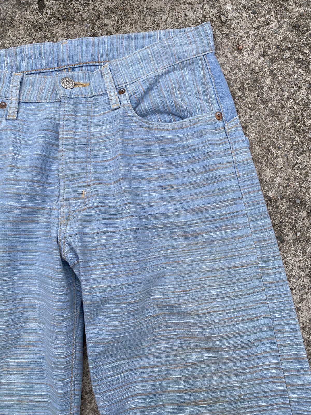 Edwin × Japanese Brand × Tornado Mart 1990s - Edwin Green Selvadge Woven Pinstripes Denim Size US 31 - 9 Thumbnail