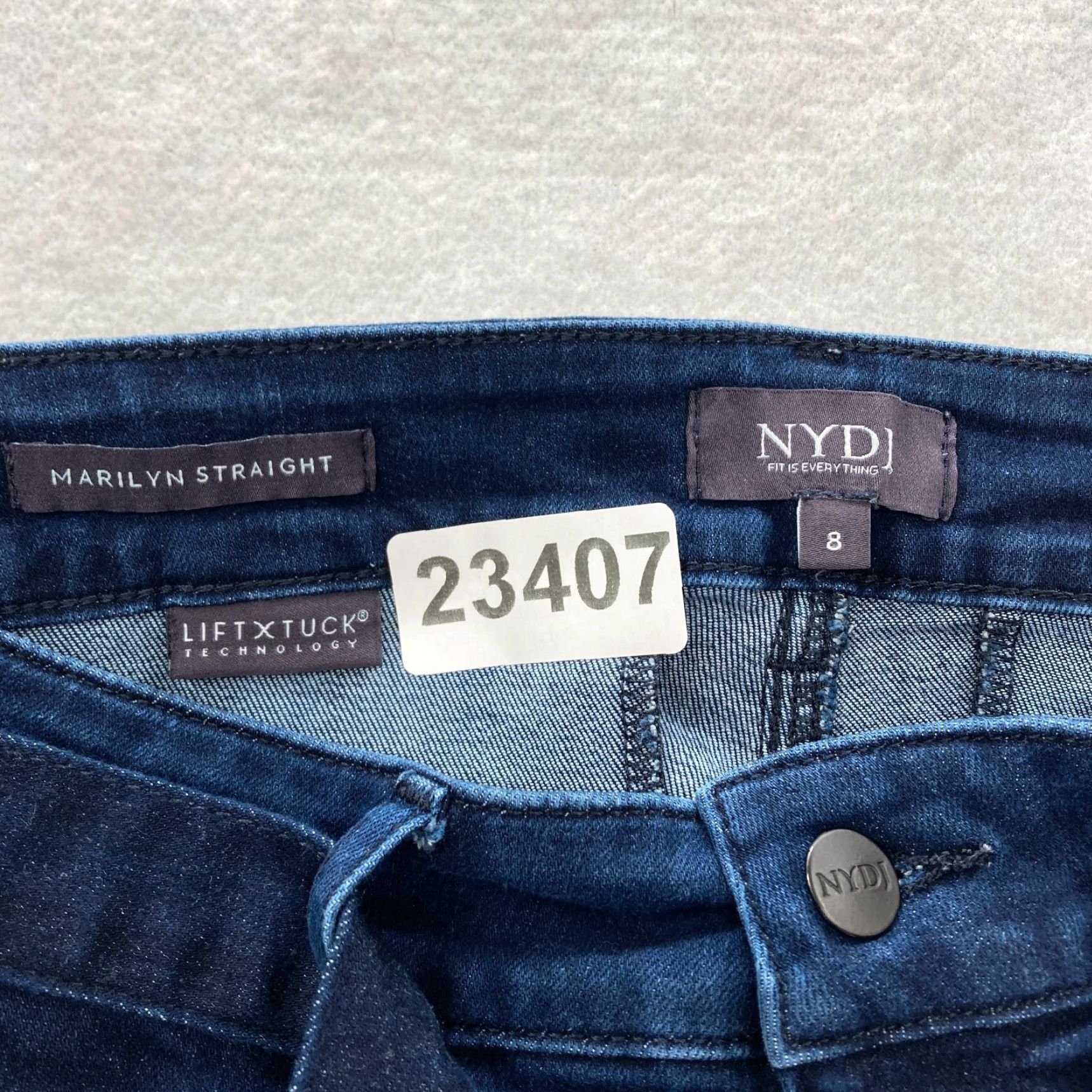 NYDJ NYDJ Marilyn Straight Jeans Women's 8 Dark Wash Blue Stretch Denim Tie Waist Size 30" / US 8 / IT 44 - 4 Thumbnail