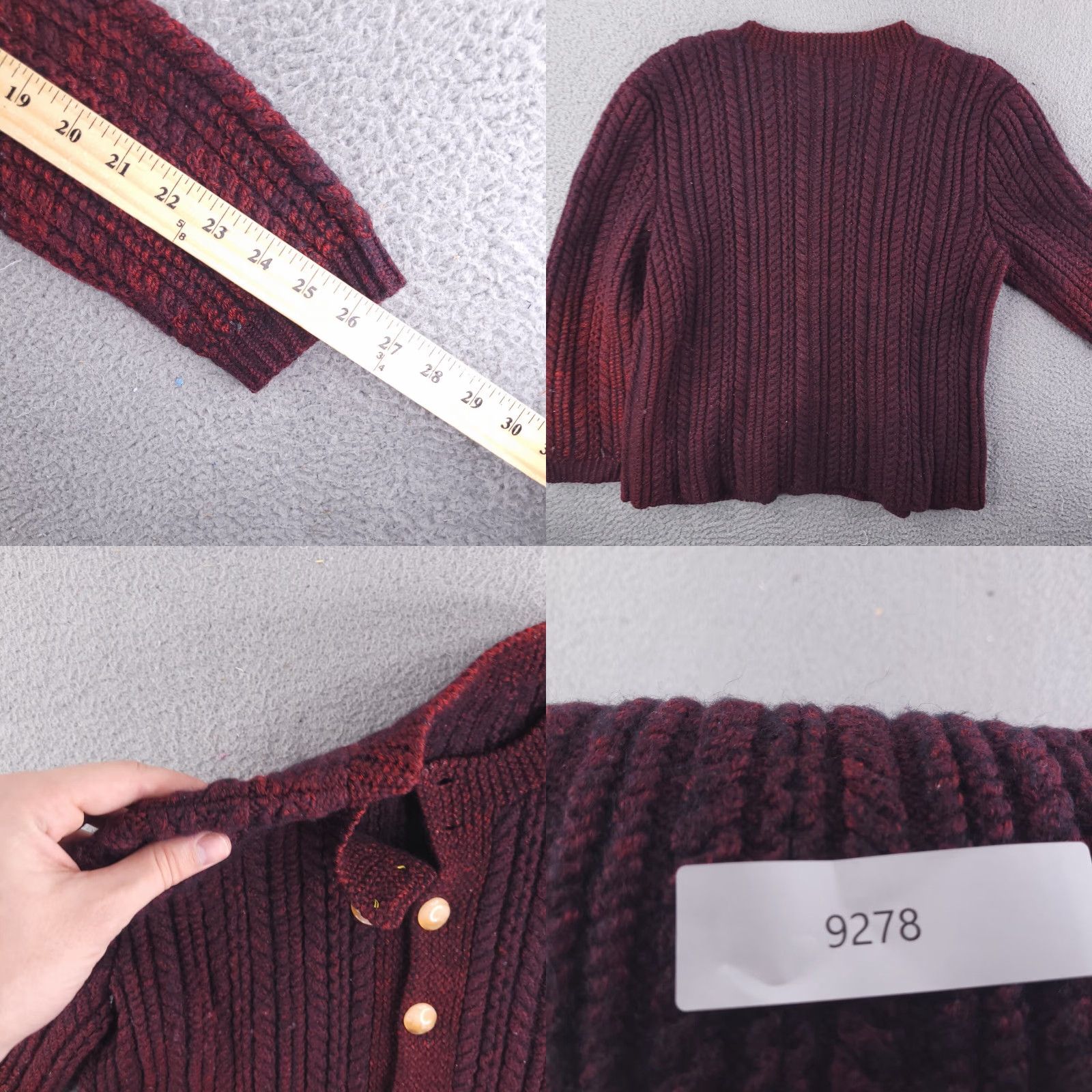 Vintage VINTAGE Wool Sweater Womens Small Red Thick Chunky-Knit Cardigan Size S / US 4 / IT 40 - 8 Thumbnail