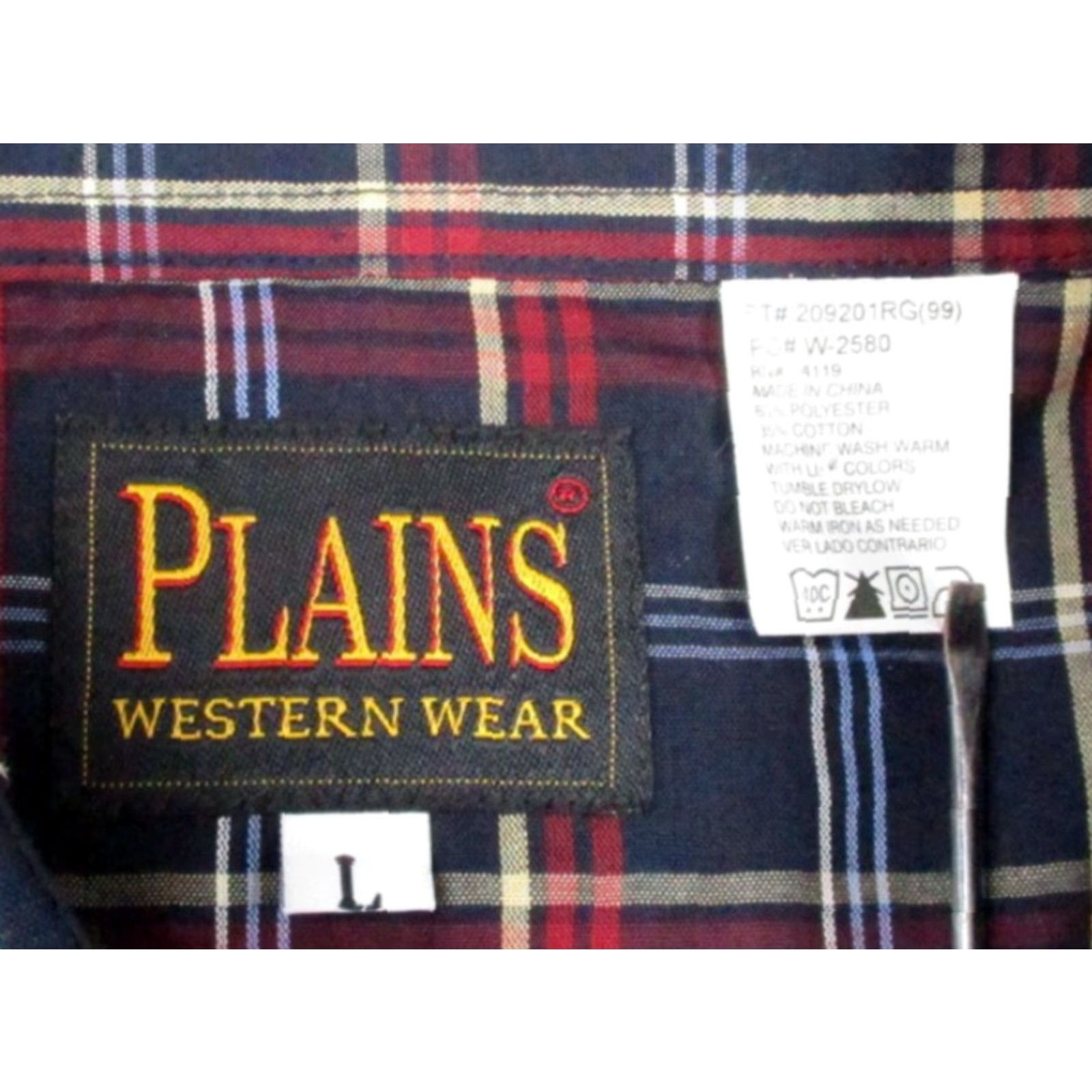 Vintage VINTAGE Plains Western Wear Shirt Mens Large Navy Red Plaid Short Sleeve Pearl Snap Size US L / EU 52-54 / 3 - 4 Thumbnail