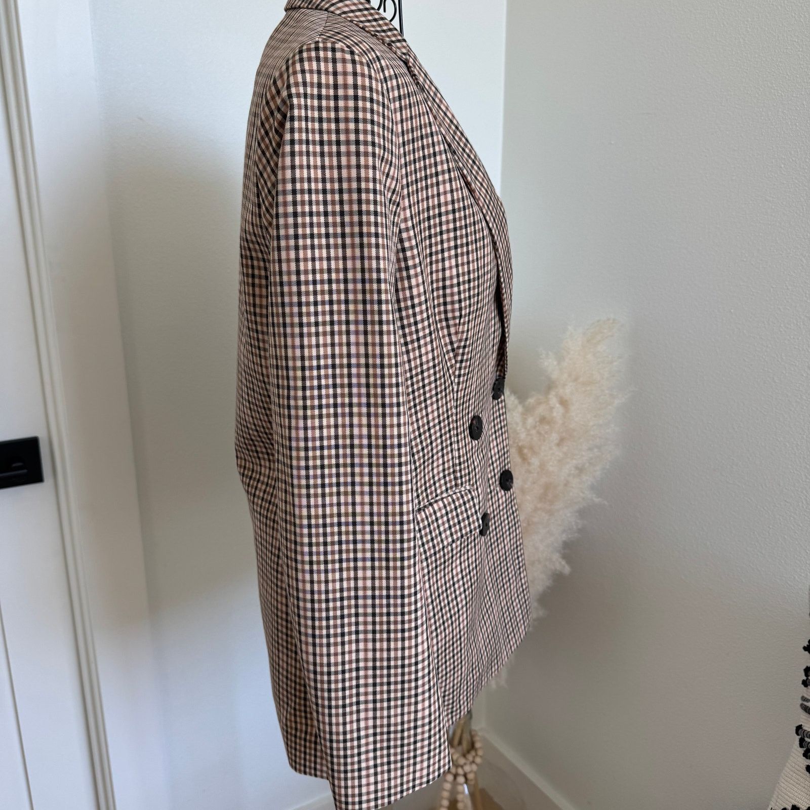 Scotch & Soda Scotch & Soda Double-Breasted Plaid Tailored Blazer Pink XS Size XS / US 0-2 / IT 36-38 - 2 Thumbnail