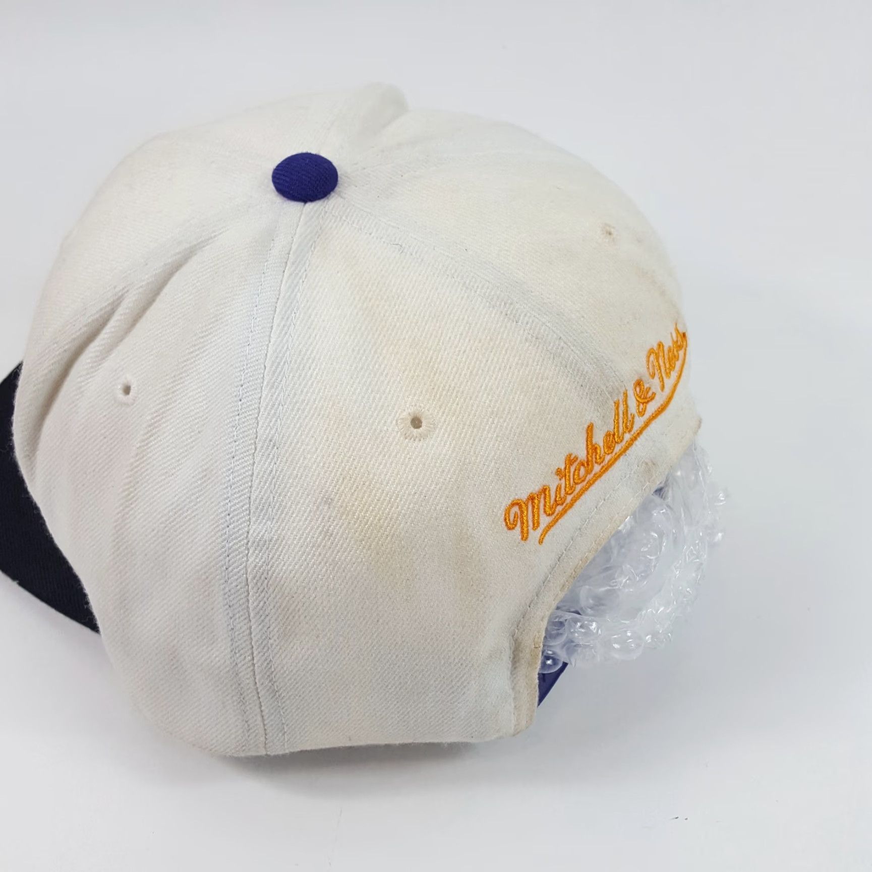 Mitchell & Ness VINTAGE Mitchell & Ness Golden State Warriors Wool Snapback Baseball Cap Hat - White, One Size, 90s Retro Logo, Adjustable, Men’s Baseball Cap Size ONE SIZE - 6 Thumbnail