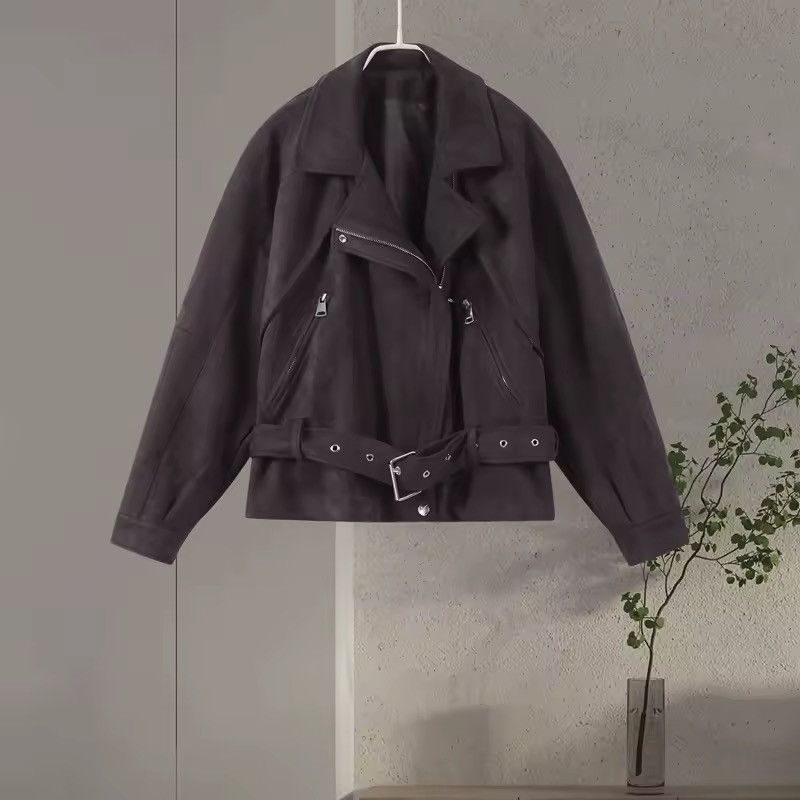 Other Retro Style Suede Zipper Brown Y2k Casual Jacket Size M / US 6-8 / IT 42-44 - 2 Thumbnail