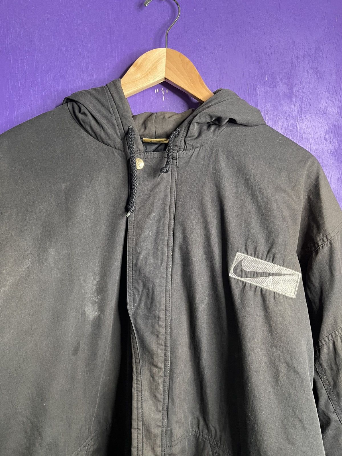 Nike × Vintage Vintage 90s Nike big back swoosh puffer trench Size US XL / EU 56 / 4 - 3 Thumbnail