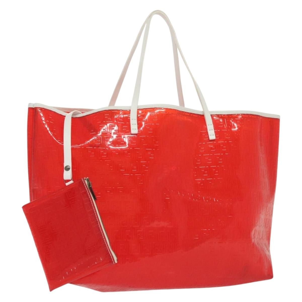 Fendi FENDI Zucchino Tote Bag Vinyl Red White Size ONE SIZE - 1 Thumbnail