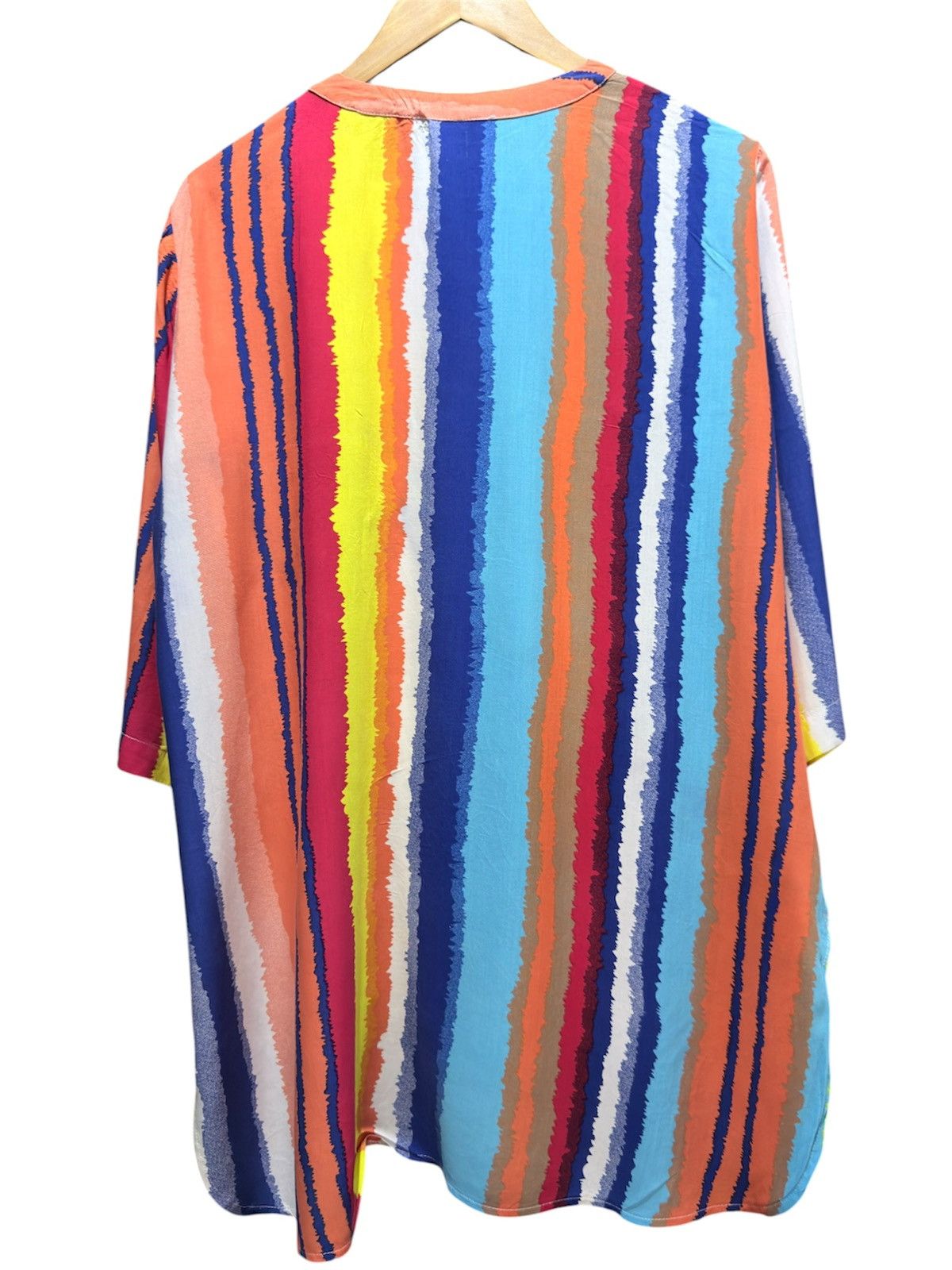 Vintage Archive 100% Rayon Boyfriend Striped Capri Shirt Dress Size L / US 10 / IT 46 - 2 Thumbnail