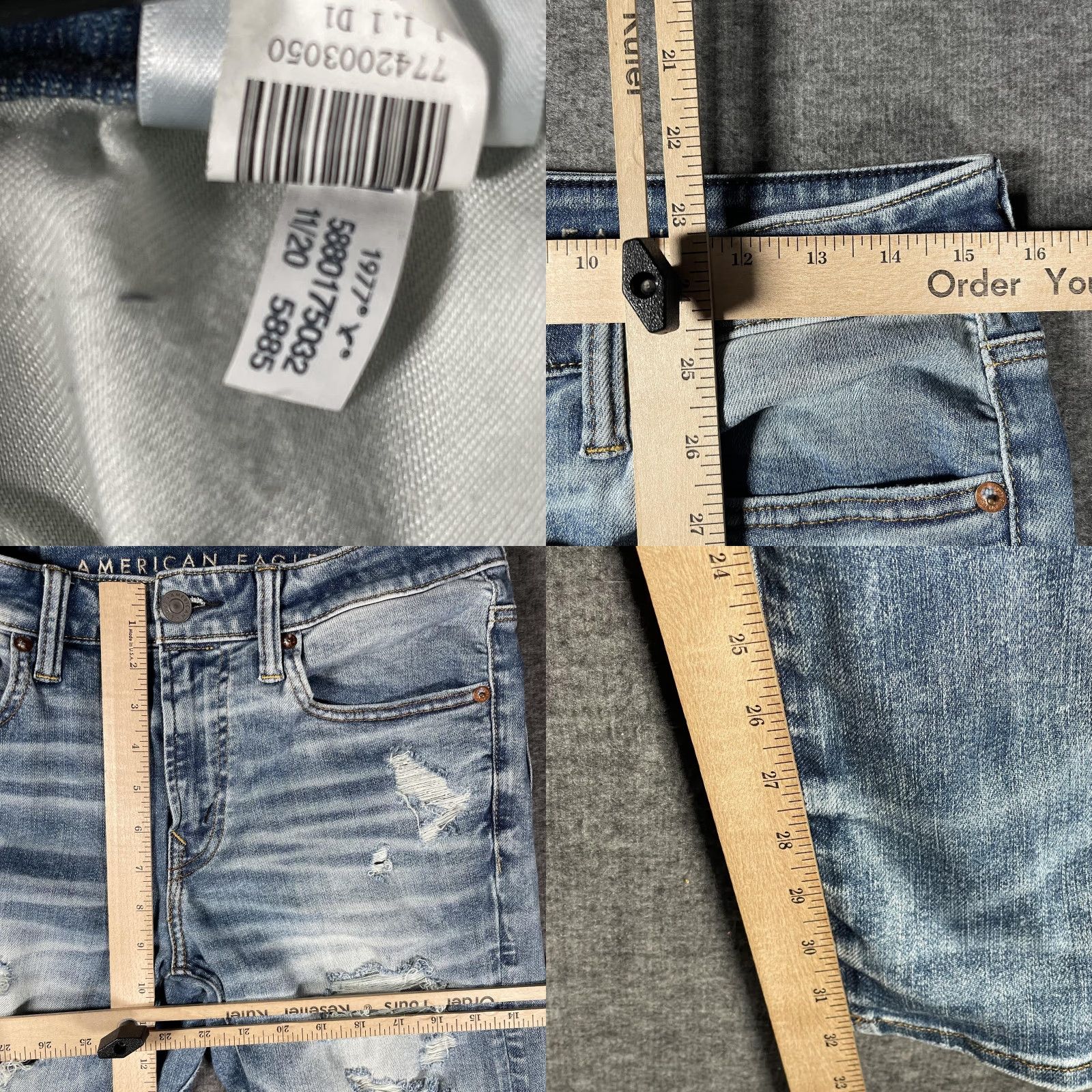 American Eagle Outfitters American Eagle Jeans Mens 32x34 Light Wash AirFlex+ Move-Free Skinny Distressed Jeans Mens Regular 32x34 Blue 5-Pocket Distressed Comfortable Size US 32 / EU 48 - 8 Thumbnail