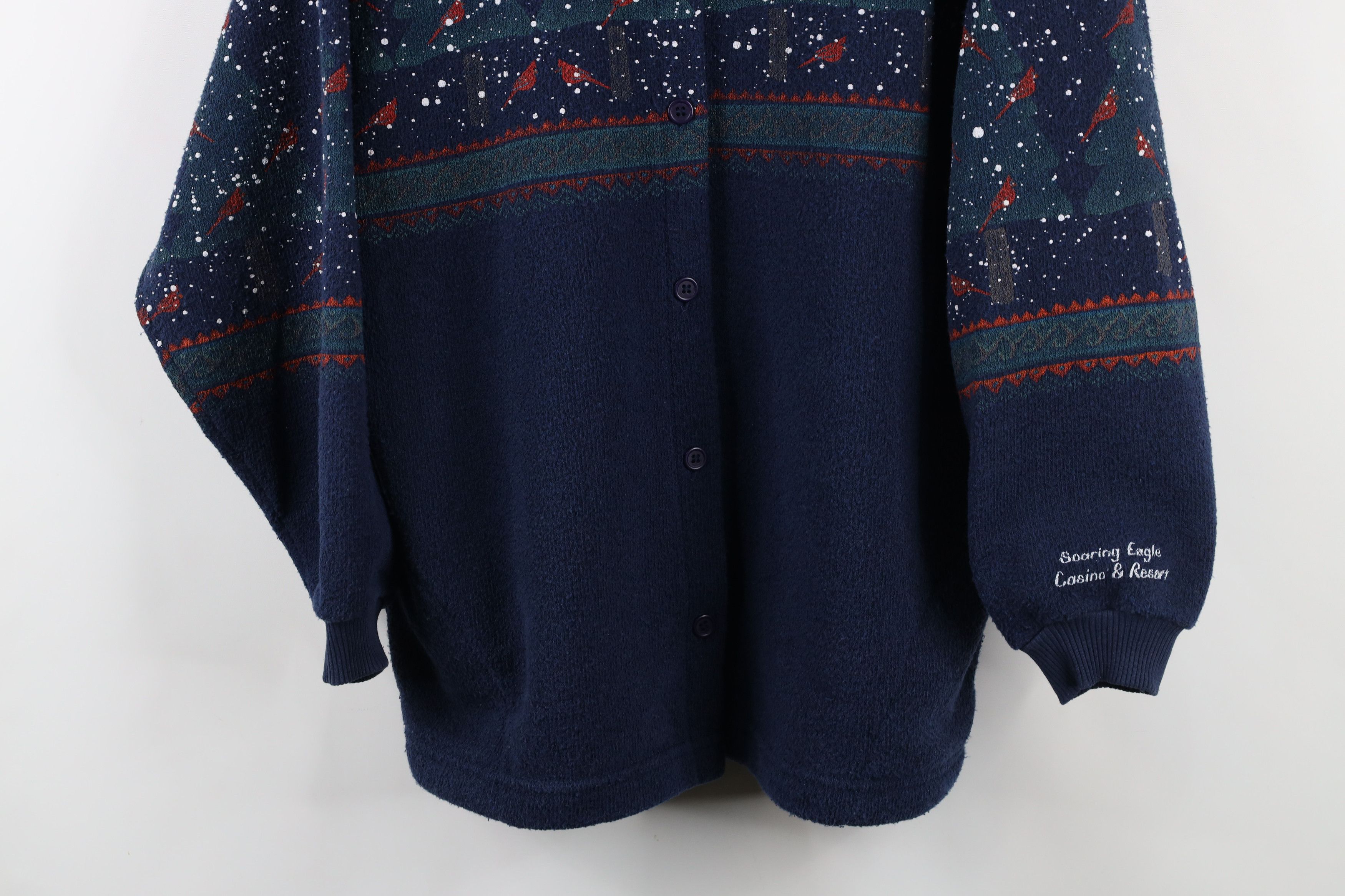 Vintage Vintage 90s All Over Print Terry Cloth Cardigan Sweater USA Size XL / US 12-14 / IT 48-50 - 3 Thumbnail